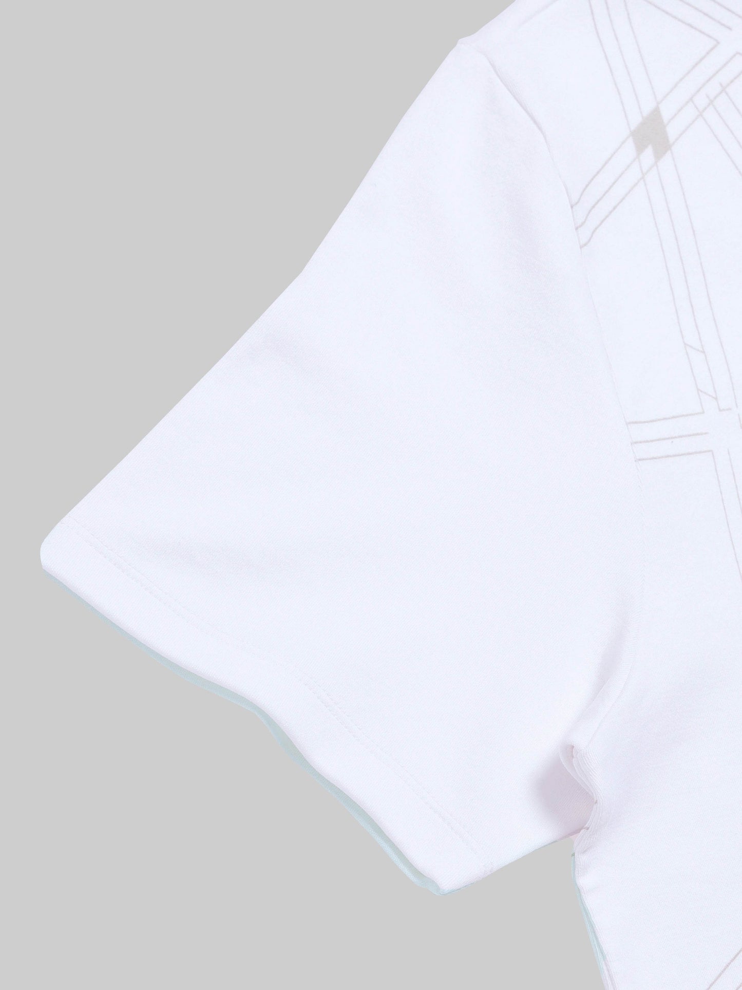 Regular Fit T-shirt in Supima Cotton Lycra Interlock with Geometric Pigment Panel Print - White - ENGYNE