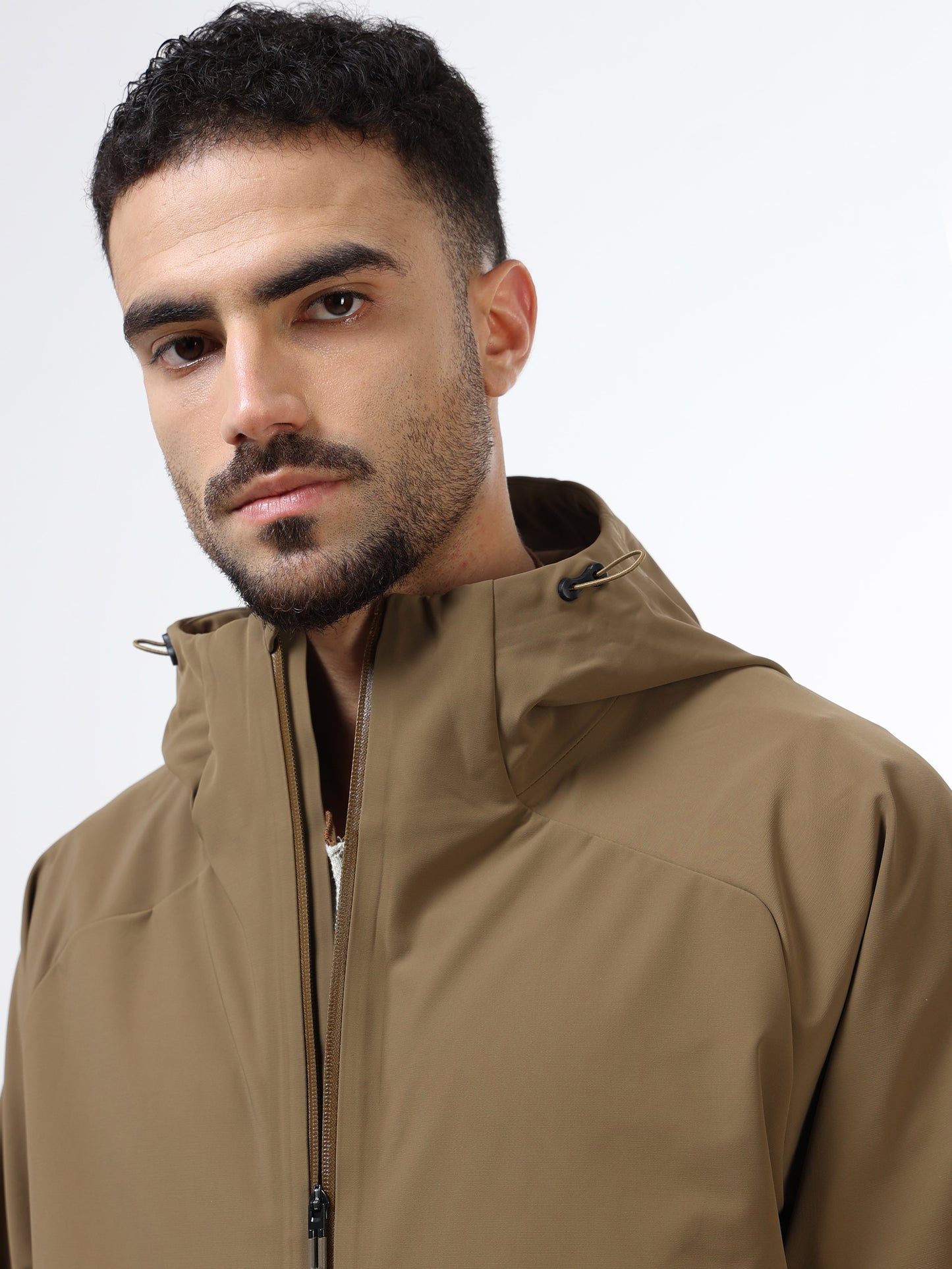 Shadow Flux Hooded Full Zip Jacket Beige