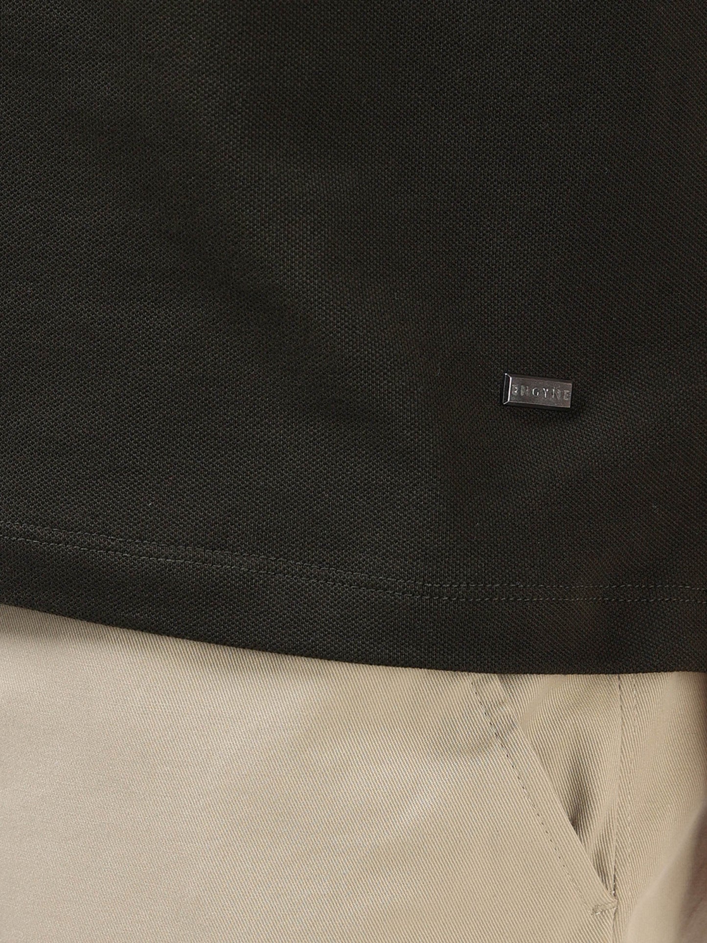 Regular Fit Polo with Cut and Sew Sleeves and DTM Corded Piping in Supima Cotton Lycra Piqué and Interlock - Olive - ENGYNE