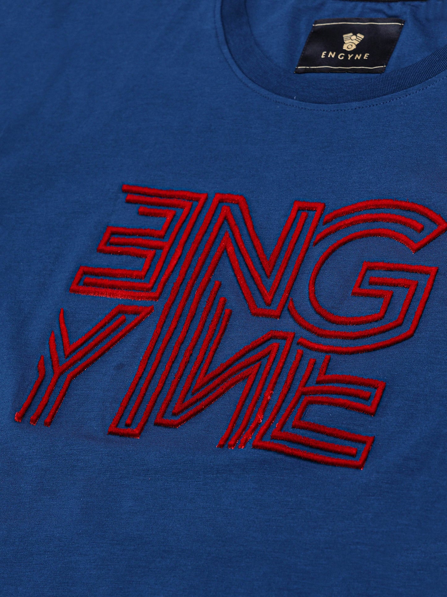 Supima Cotton Lycra with Tuft Embroidery Teal T-shirt - ENGYNE