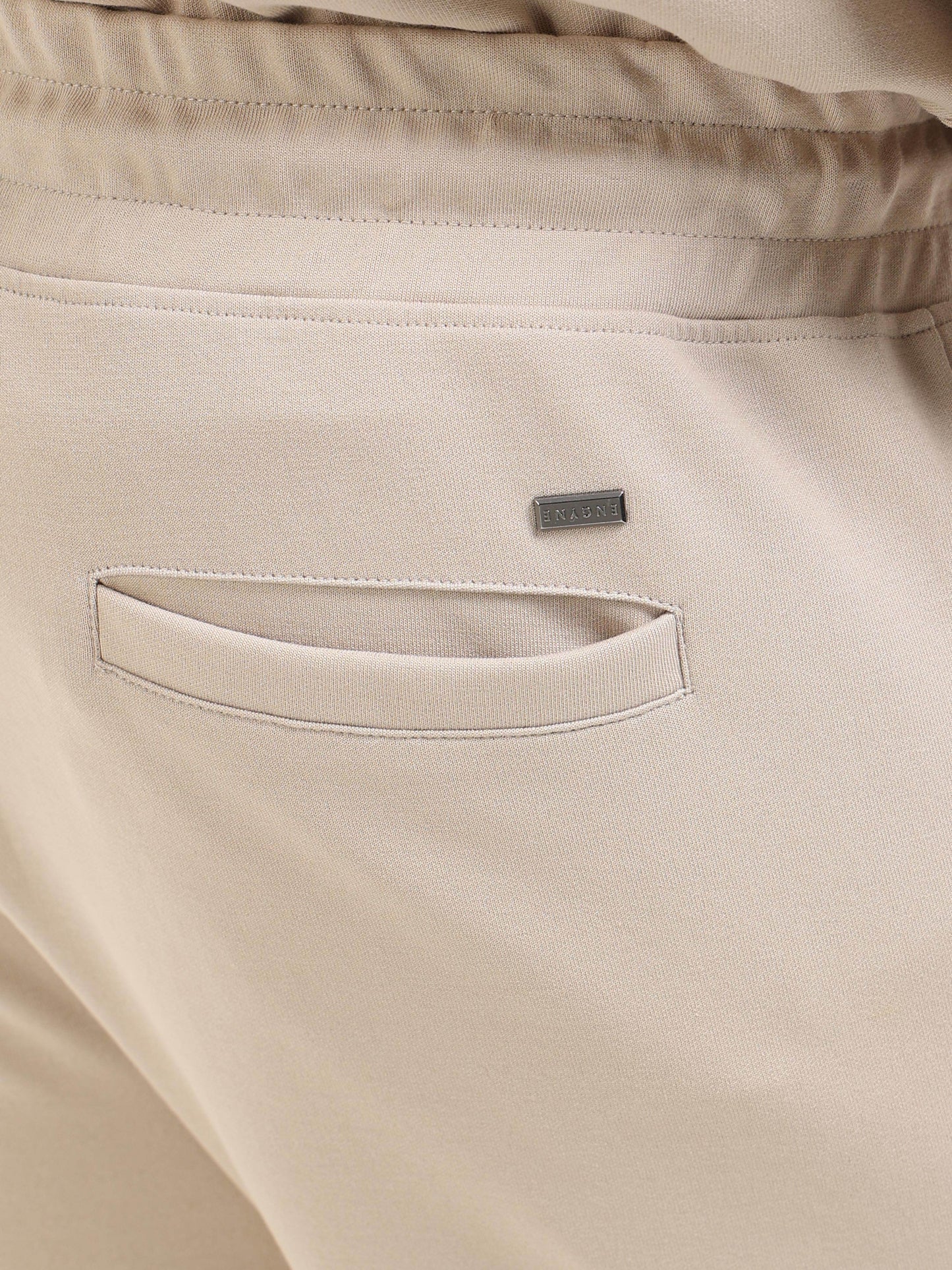 Regular Fit Shorts in Rougen Plated Cotton Poly Lycra Interlock with The Power of 5 Senses HD and Non-PVC Print - Sand - ENGYNE