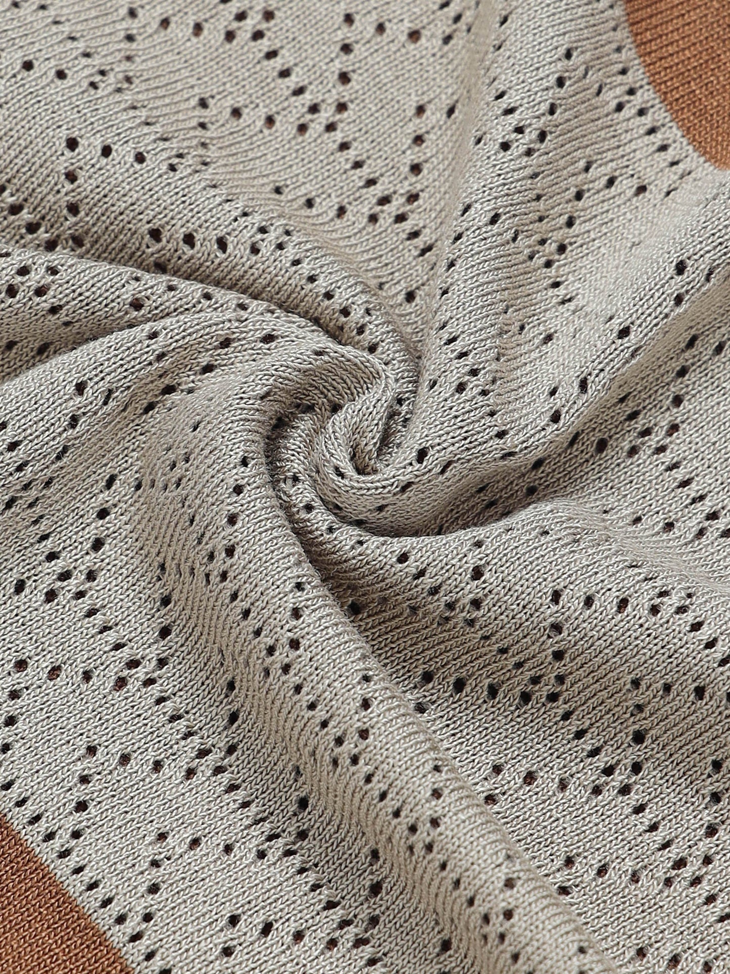 Chevron Stripe Flat-Knit Zip Polo - Brown - ENGYNE