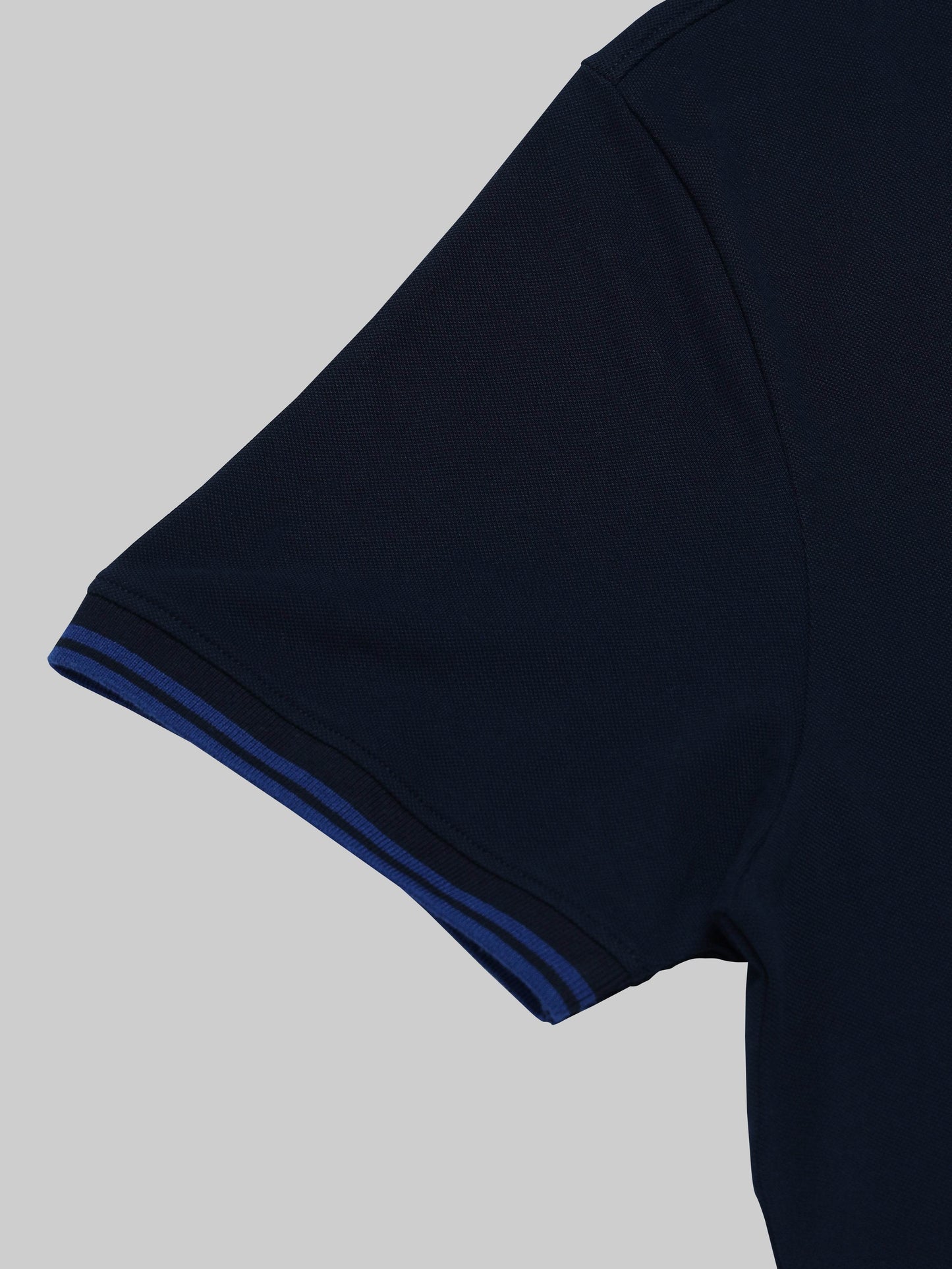 Supima Cotton Lycra Piqué with Flat-Knit Tipped Collar, V-Placket, and 3D Chest Branding Navy Polo - ENGYNE