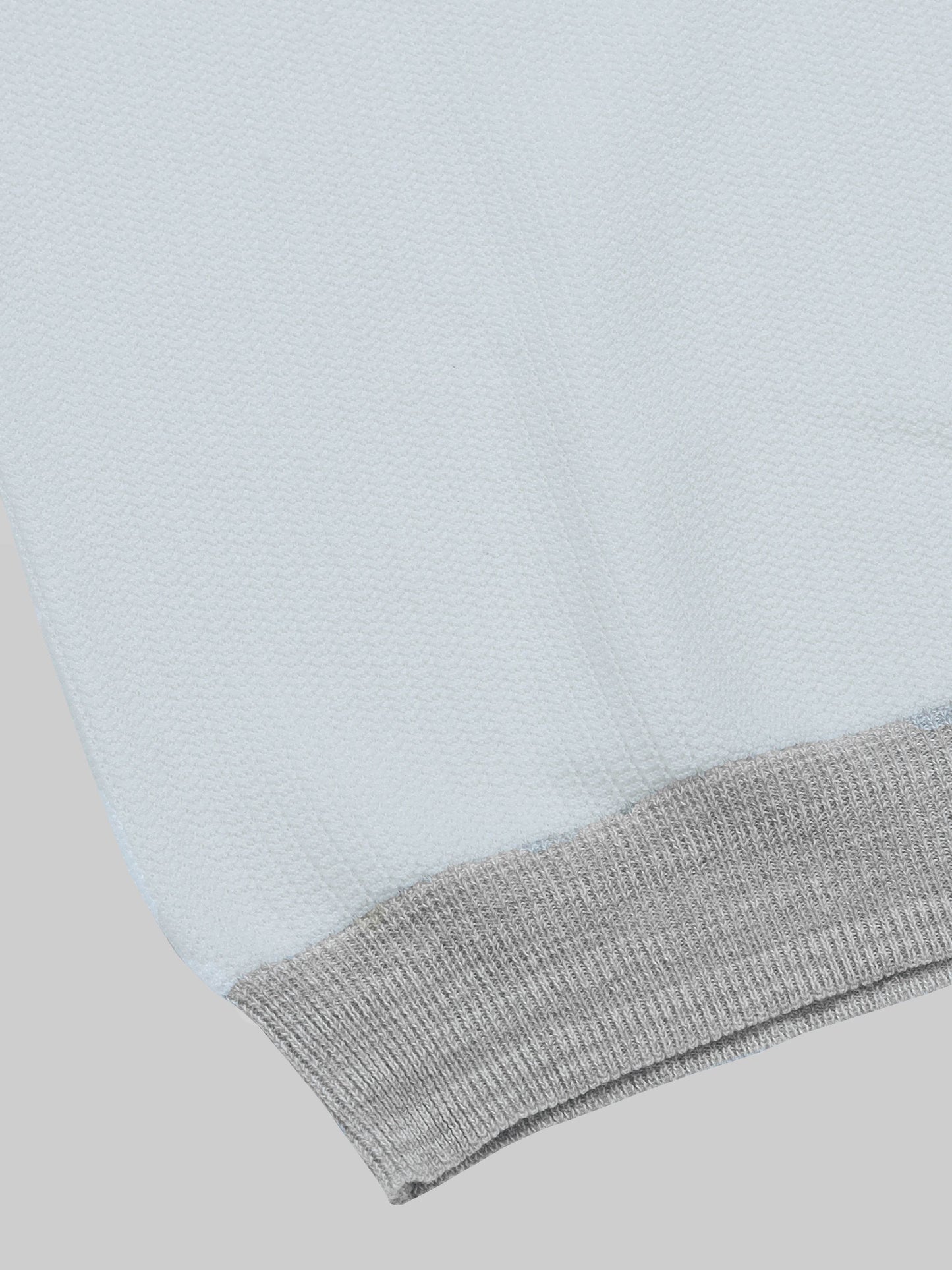 Melange Trim Flat- Knit Polo - White - ENGYNE