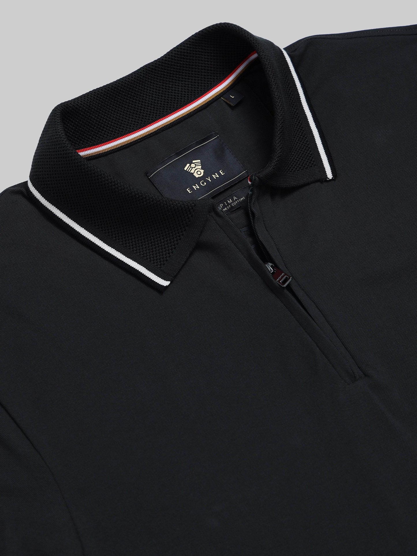 Supima Cotton Lycra Piqué with Flat-Knit Collar and cuff, Zipper Placket with Tonal HD Branding Dark Olive Polo - ENGYNE