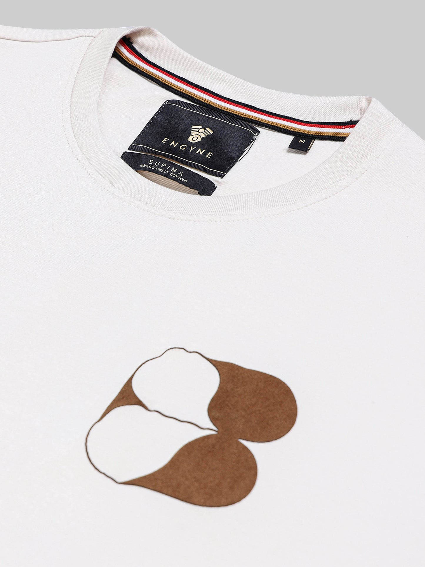 Oversized T-shirt in Supima Cotton Lycra Interlock with Suede-Finish Back and front print Beige - ENGYNE