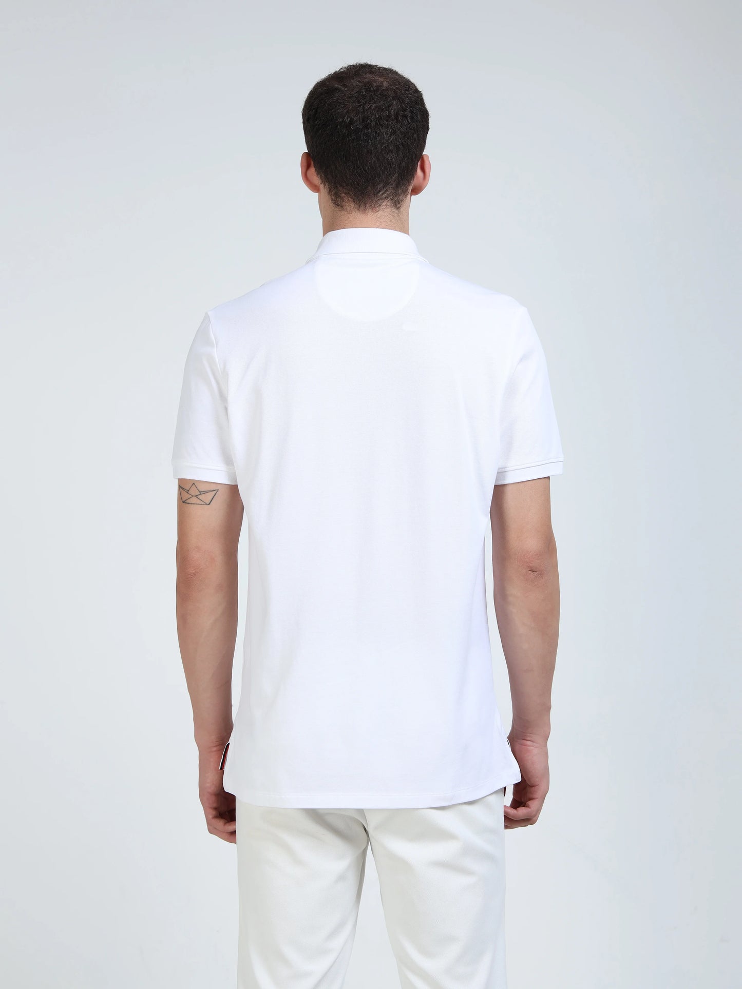 Engyne Monogram Stripe Polo White