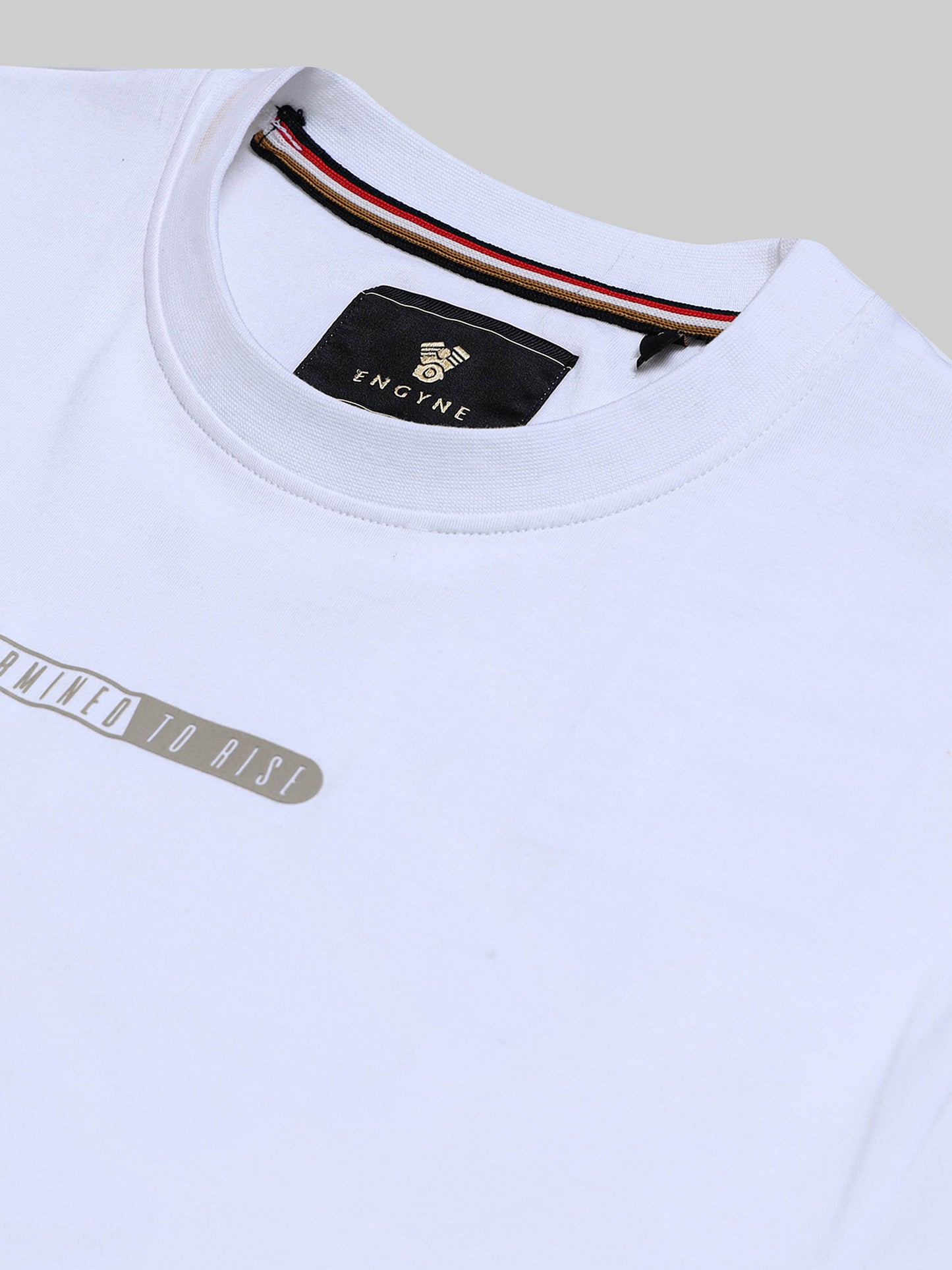 Oversized Supima Cotton Lycra Interlock with HD Logo Back Print White T-shirt - ENGYNE