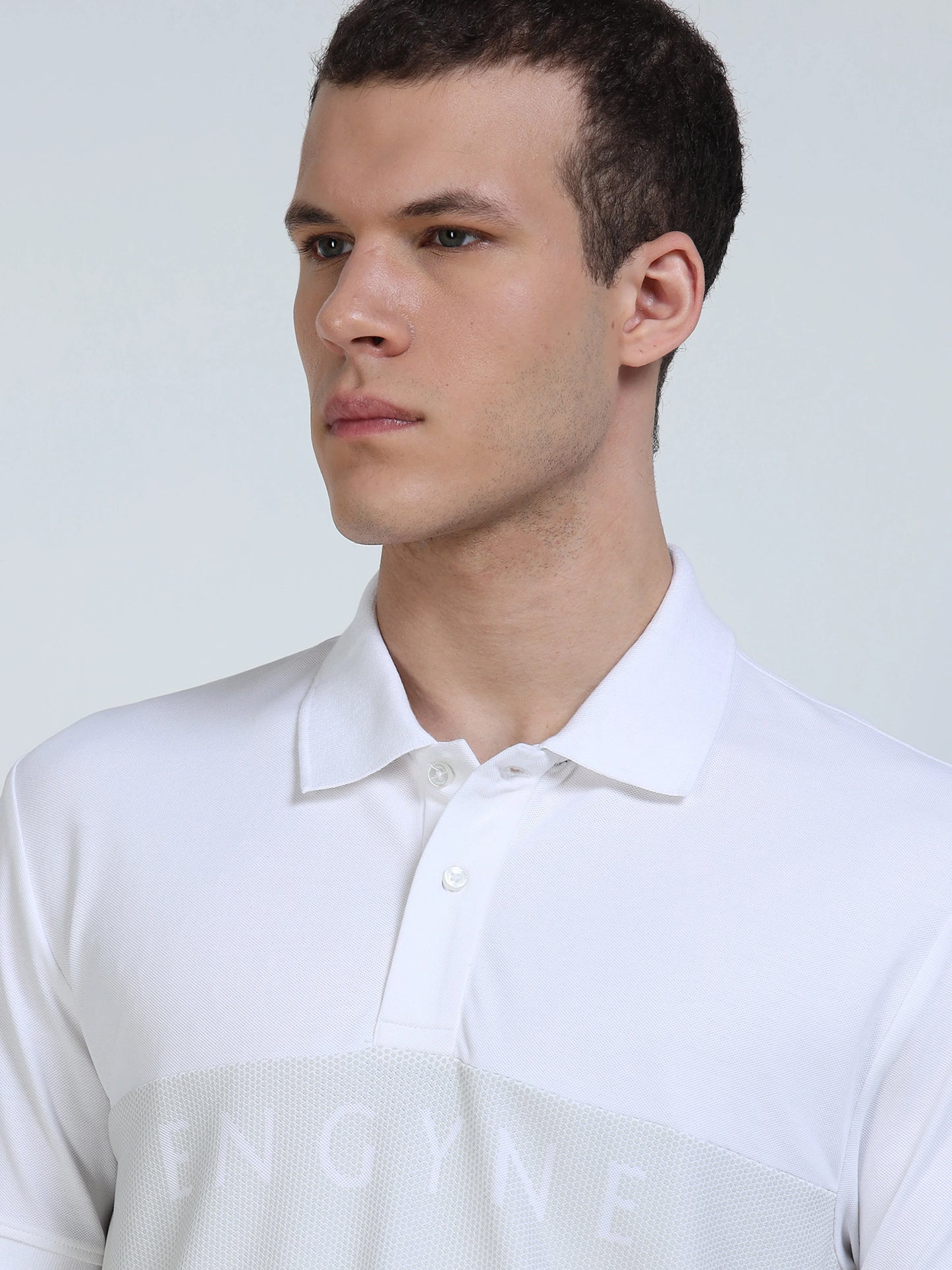 Engyne Monogram Stripe Polo White