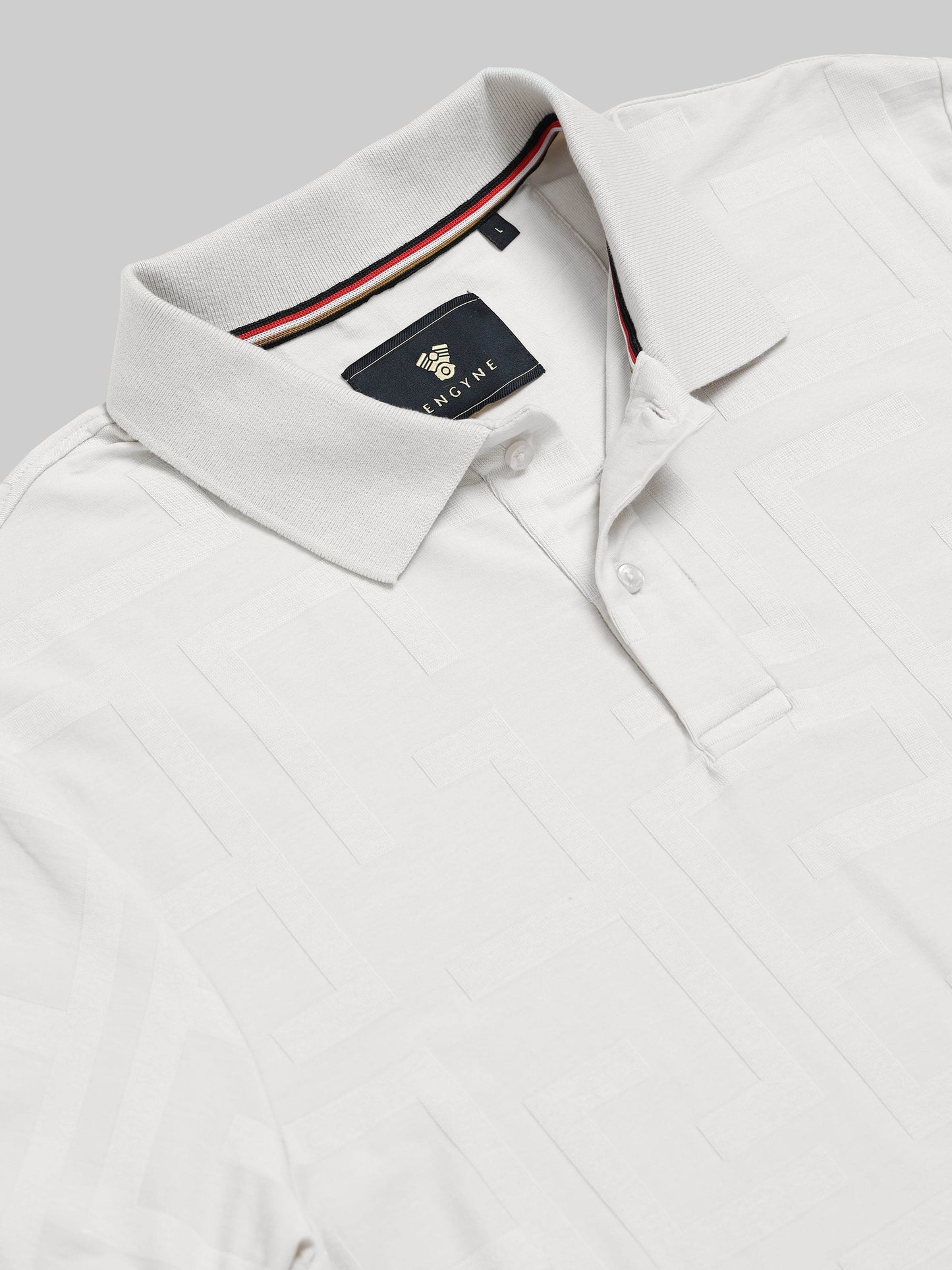 Regular Fit Engyne Monogram Rougen cotton jacquard polo with elevated texture and refined geometric pattern, blending modern detailing with timeless craftsmanship - Beige - ENGYNE