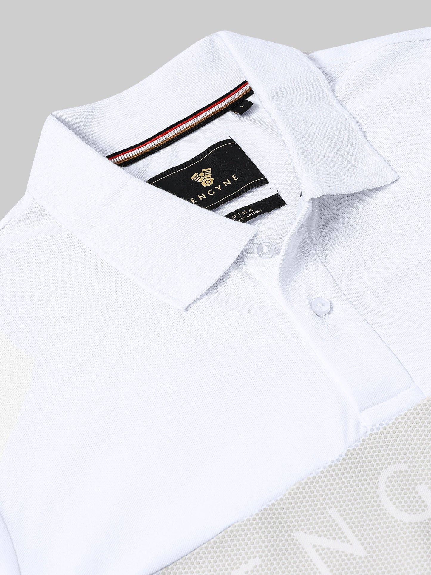 Engyne Monogram Stripe Polo White