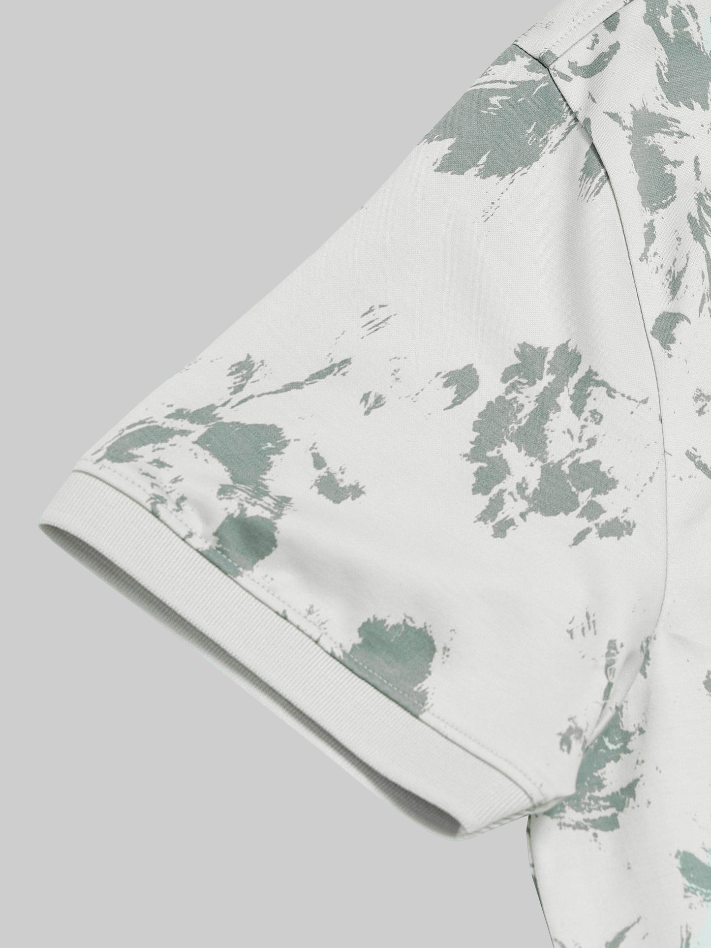 Regular Fit Supima Cotton LuxeKnit Polo with All Over Floral Rotary Pigment Print and Slim Flat Knit Collar and Cuff - Light Green - ENGYNE