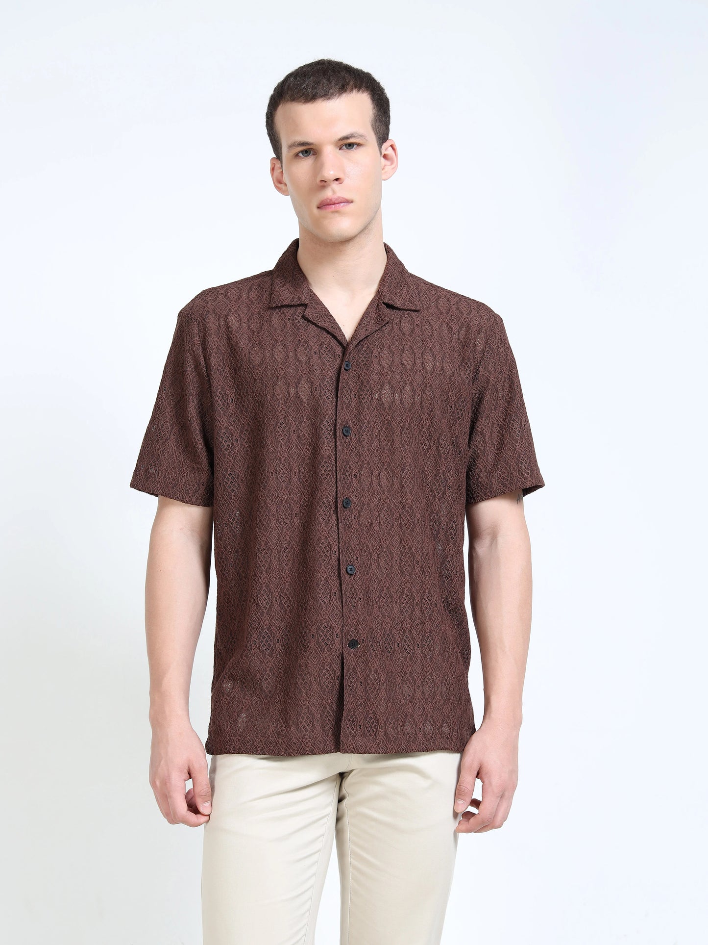 Engyne Craft Matrix Shirt Dark Brown
