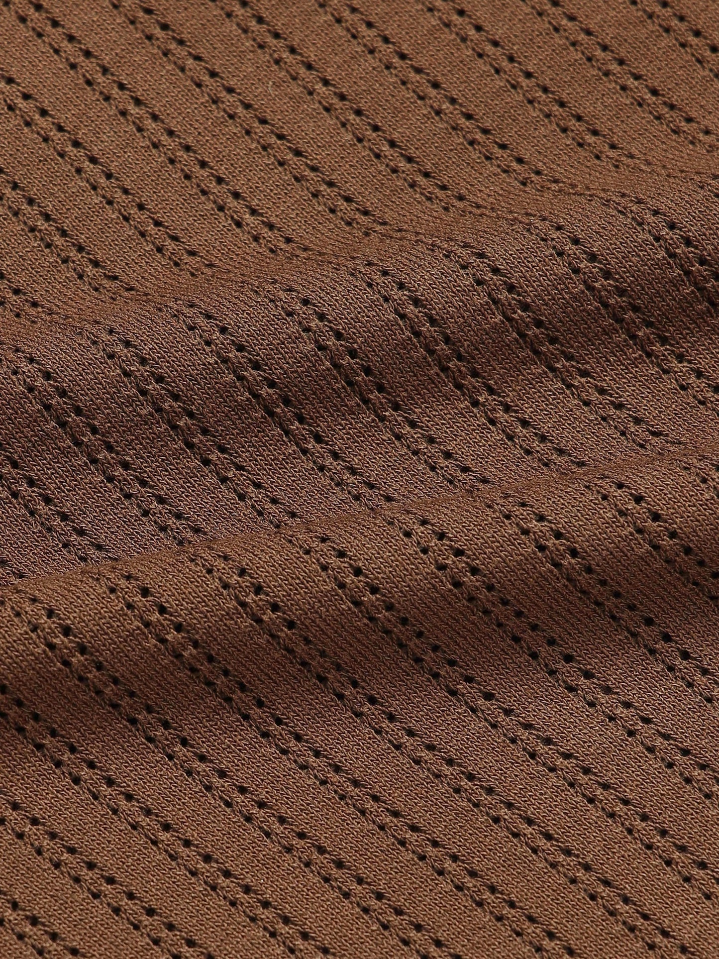 Tipped Edge Flat-Knit Tee - Brown - ENGYNE