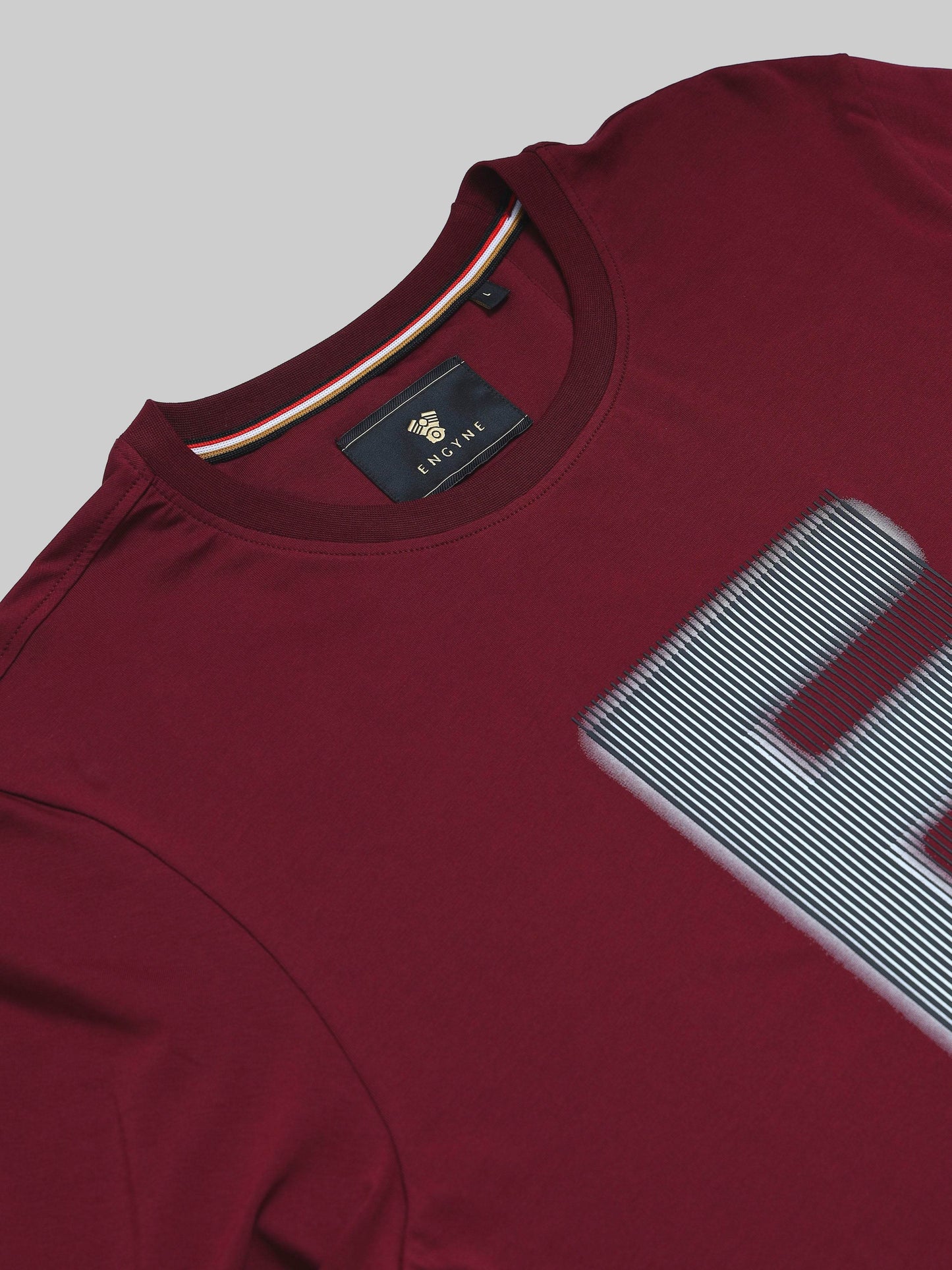 Regular-fit Full-Sleeve T-shirt in Supima Cotton Lycra with HD and Non-PVC Chest Print - Burgundy - ENGYNE
