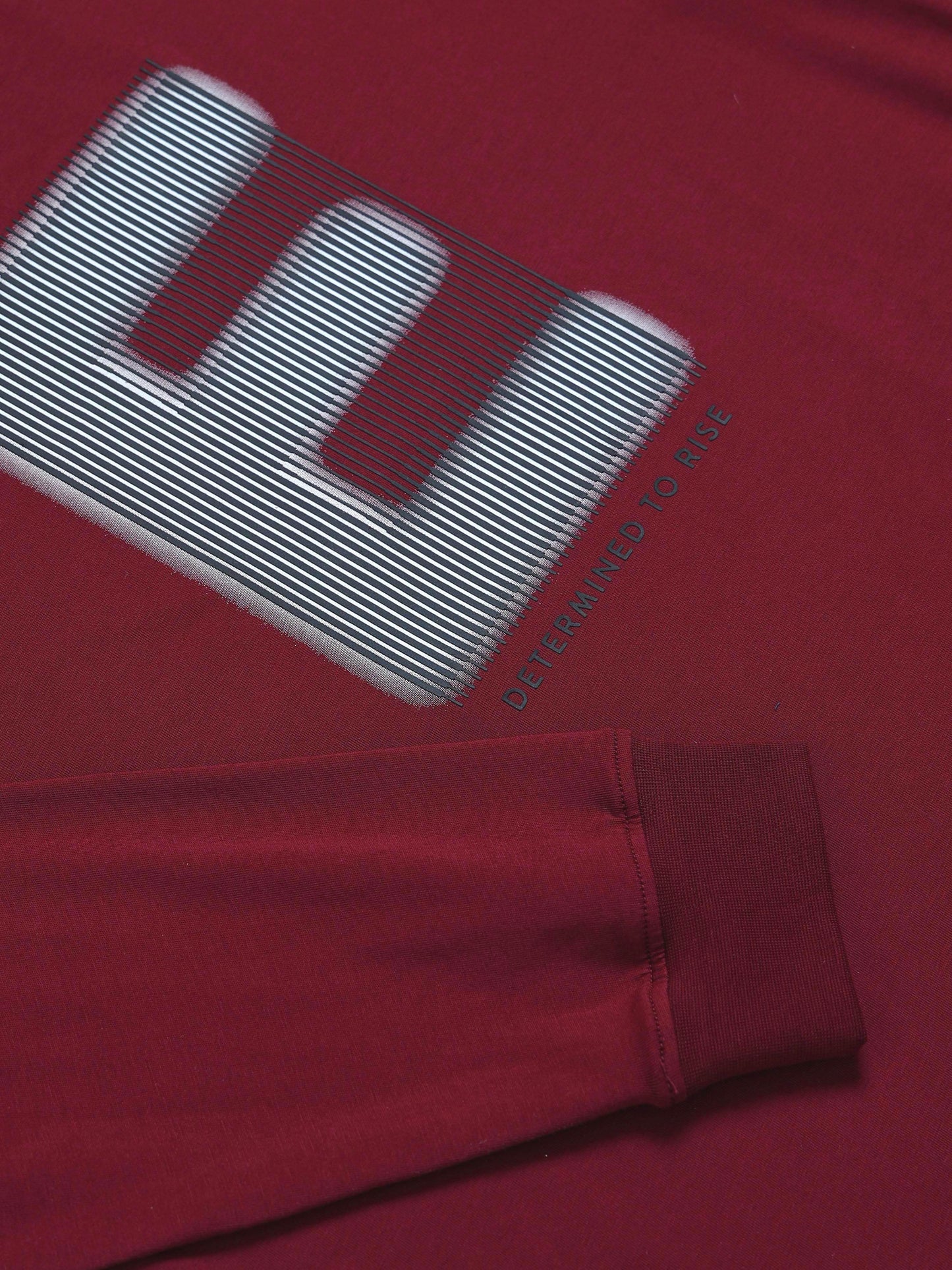 Regular-fit Full-Sleeve T-shirt in Supima Cotton Lycra with HD and Non-PVC Chest Print - Burgundy - ENGYNE