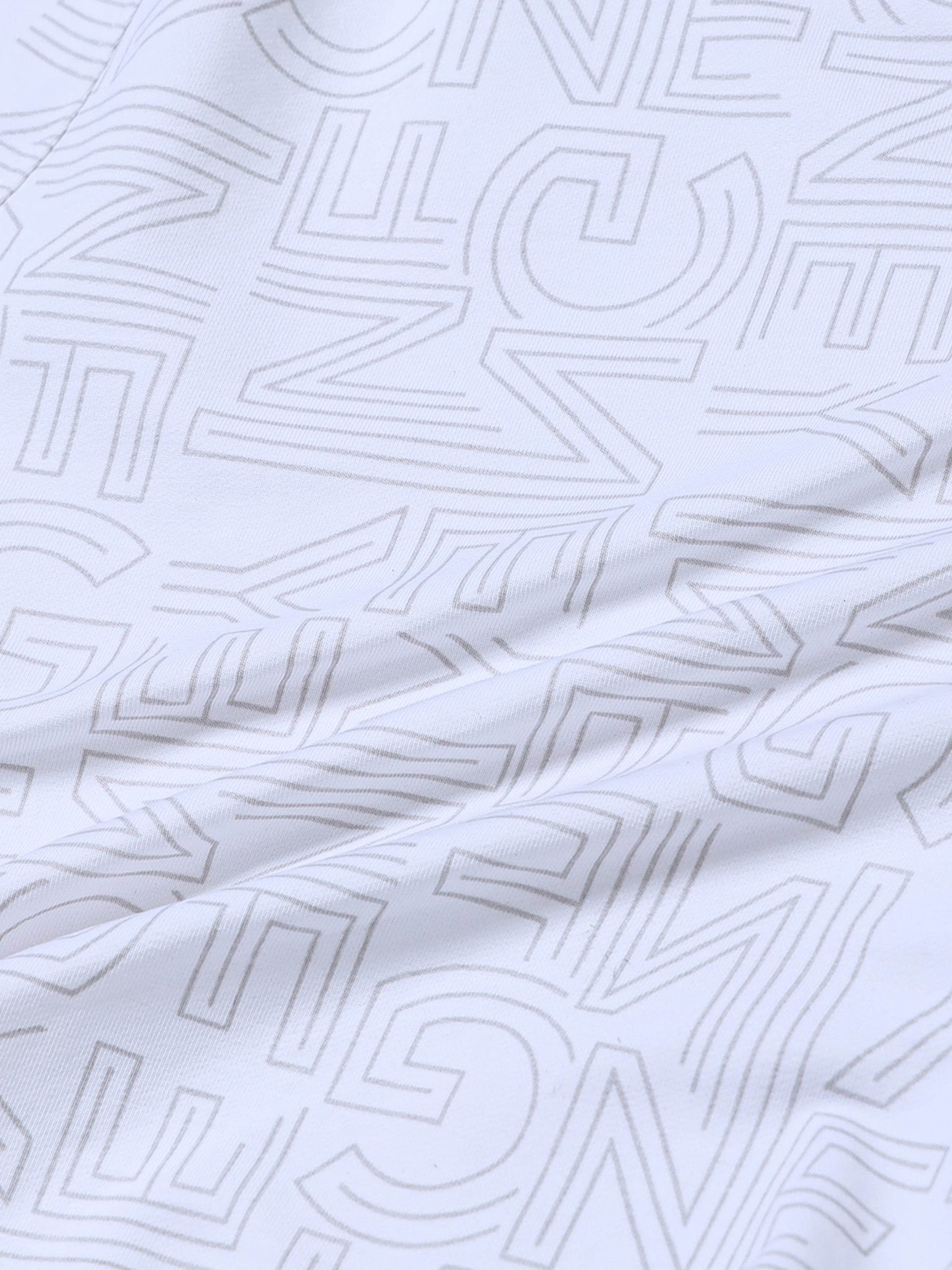 Rougen Cotton Elastane Loop Knit Shorts with All-Over Discharge Print White - ENGYNE