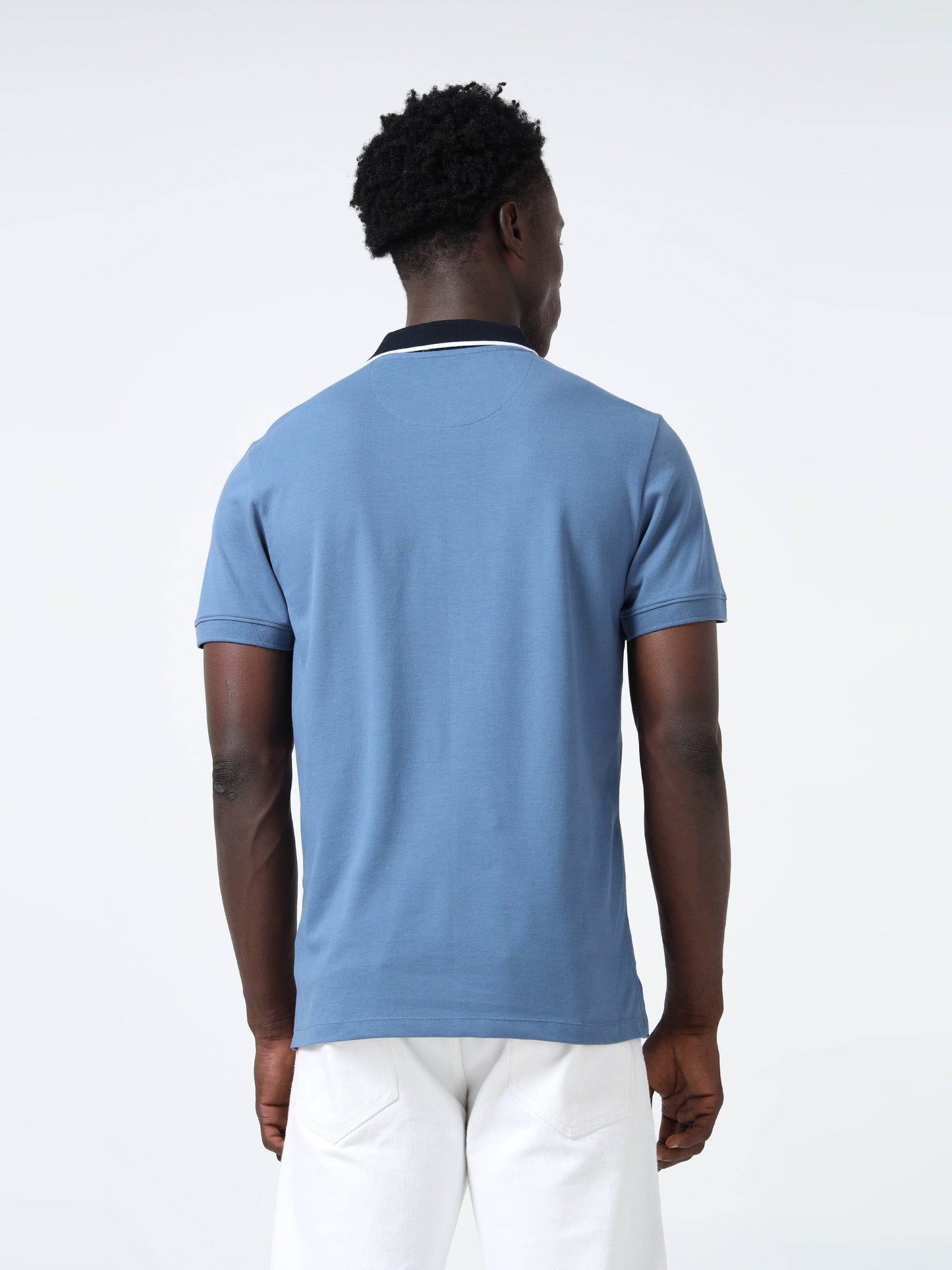 Rougen Cotton Lycra with Contrast Flat Knit Placket and Tipped Collar Gasoline Polo - ENGYNE
