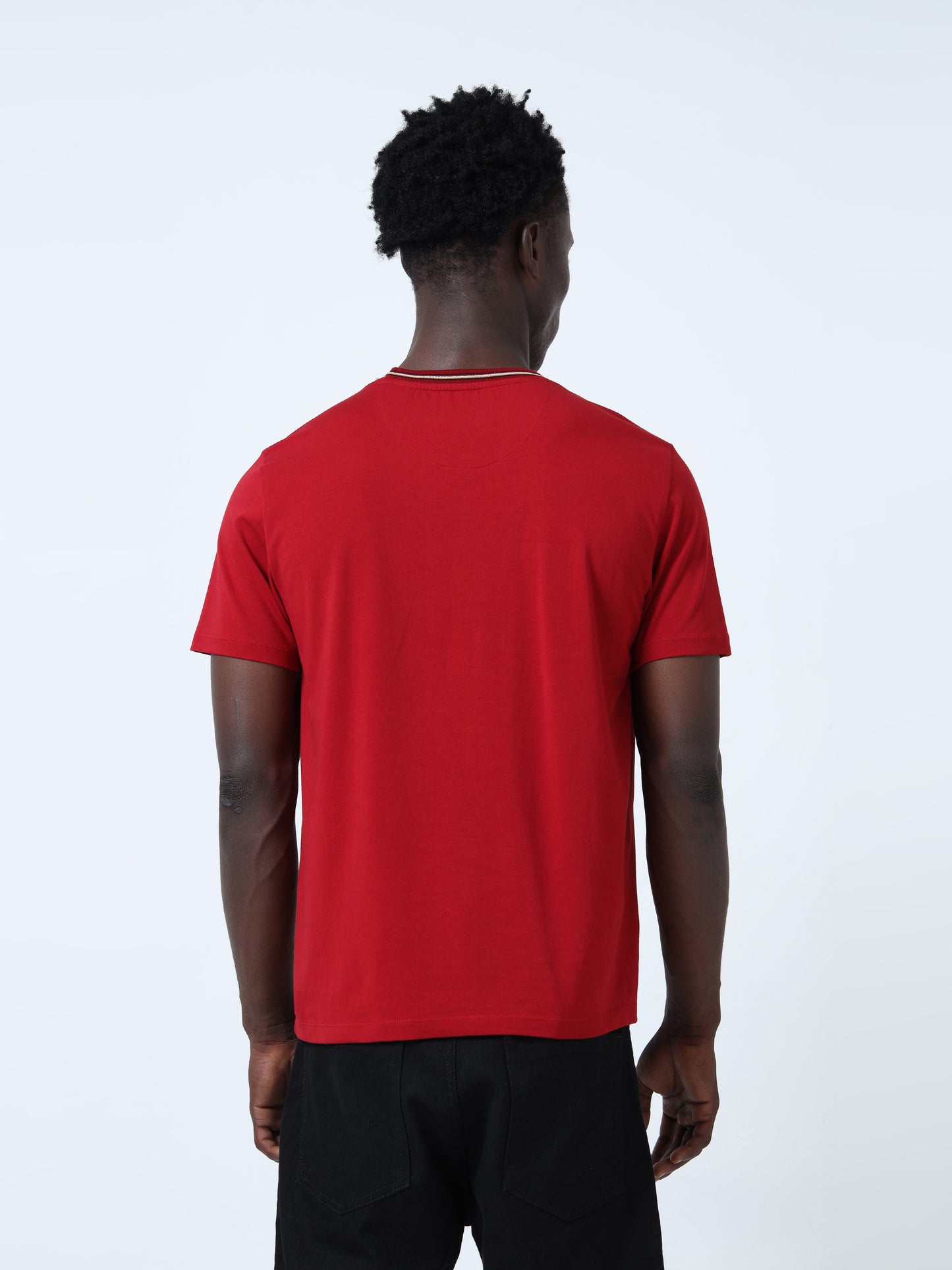 Non-PVC Engyne Stripe Sticker Print Dark Red T-Shirt