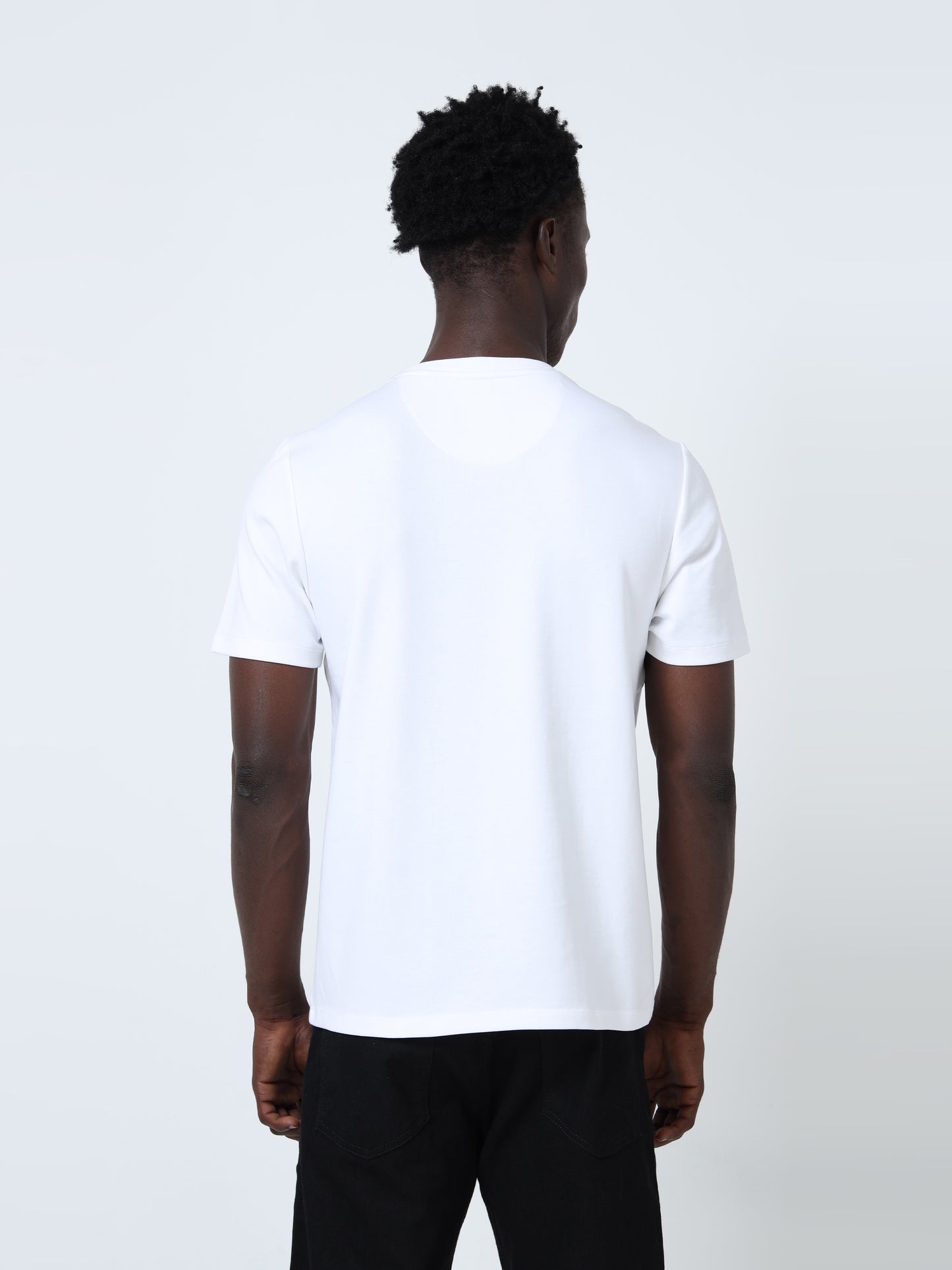 Regular-Fit Men's Chest Panel Embroidered White T-Shirt