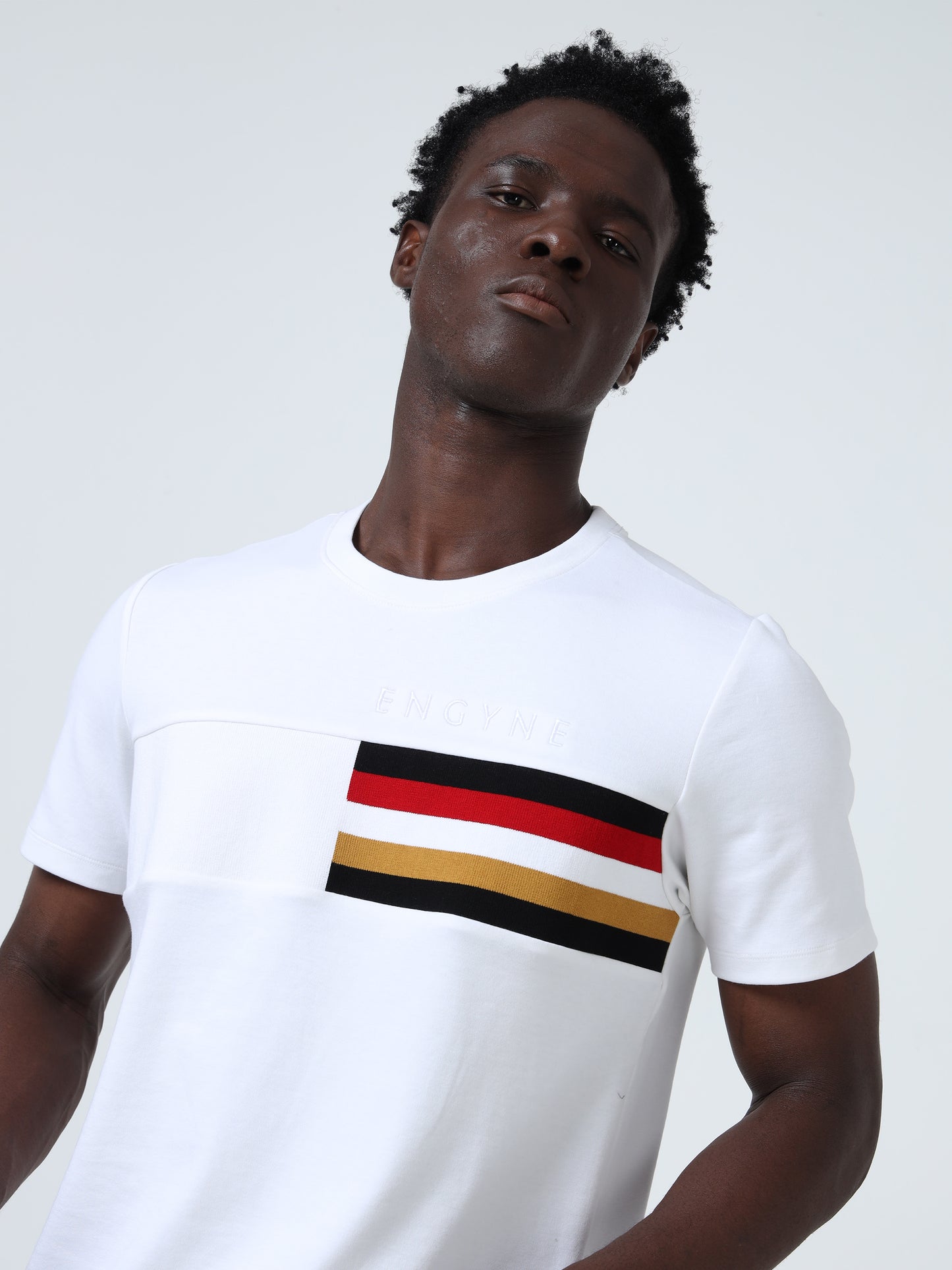 Regular-Fit Men's Chest Panel Embroidered White T-Shirt