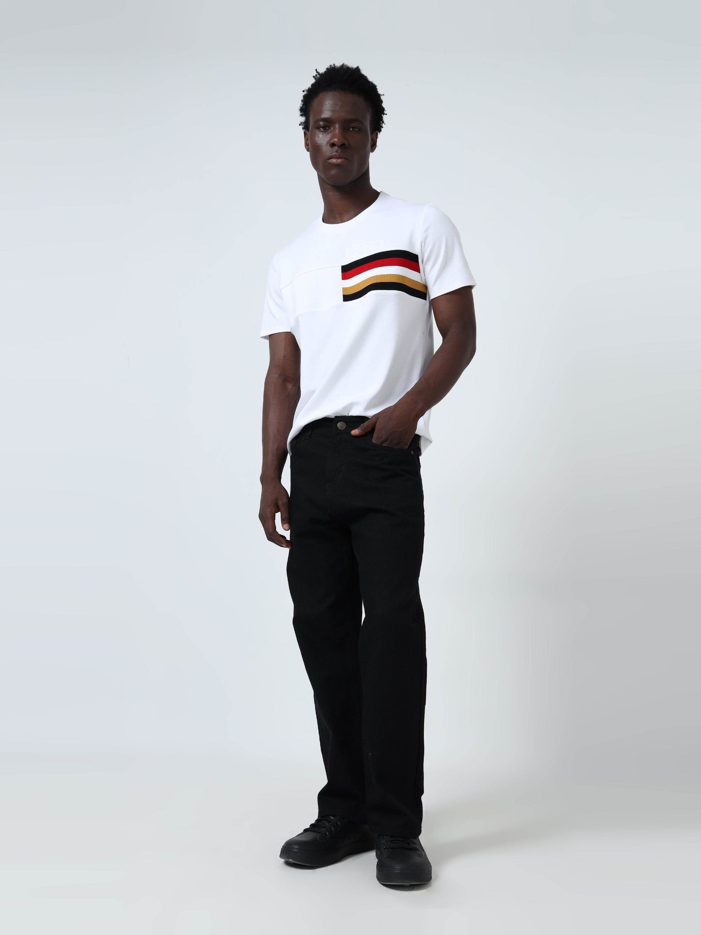 Supima Cotton Lycra Interlock with Engyne Signature Flat-Knit Rib Chest Panel and Embroidered Branding White T-shirt - ENGYNE