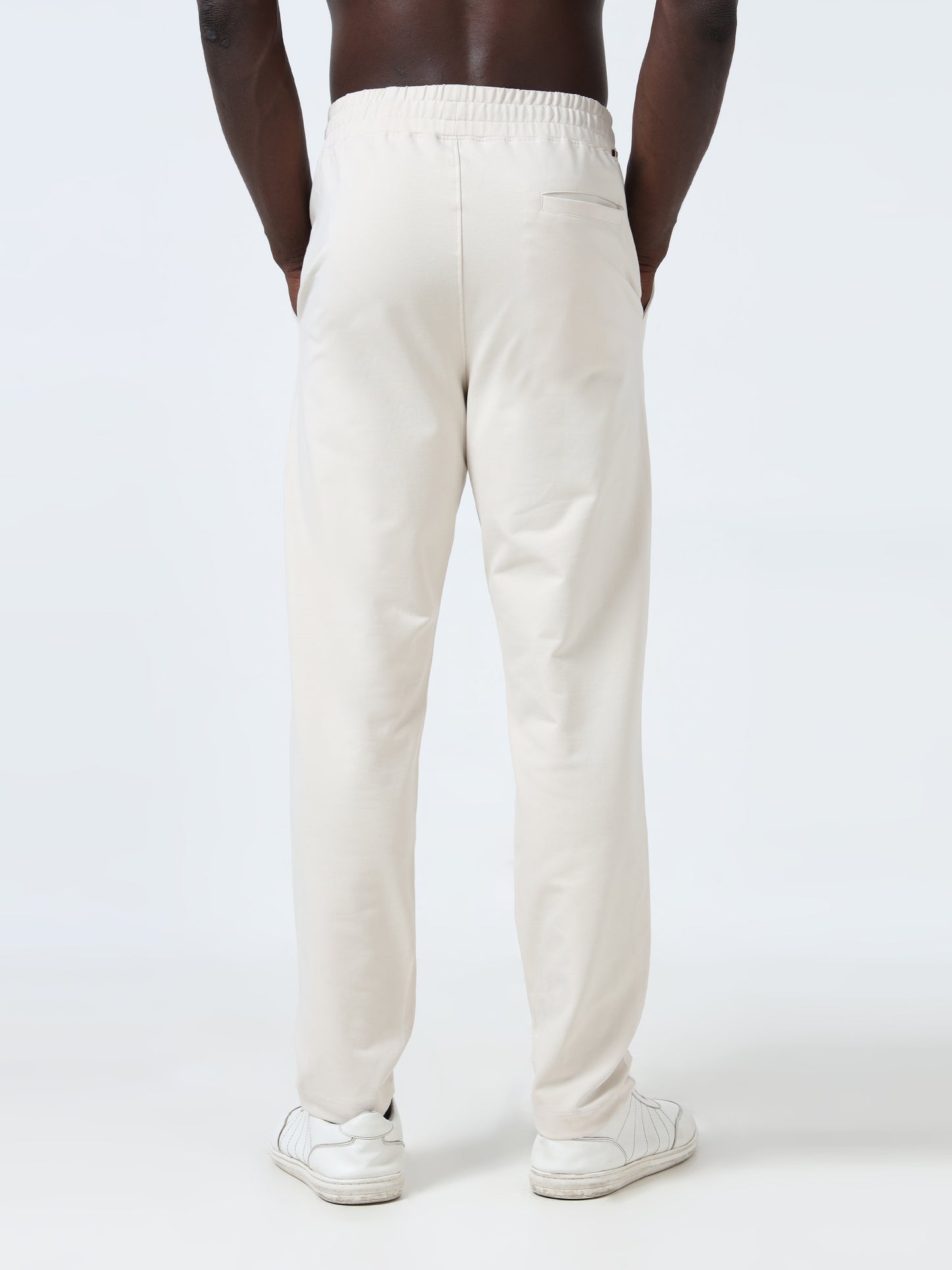 Contrast HD Print beige track pant for men