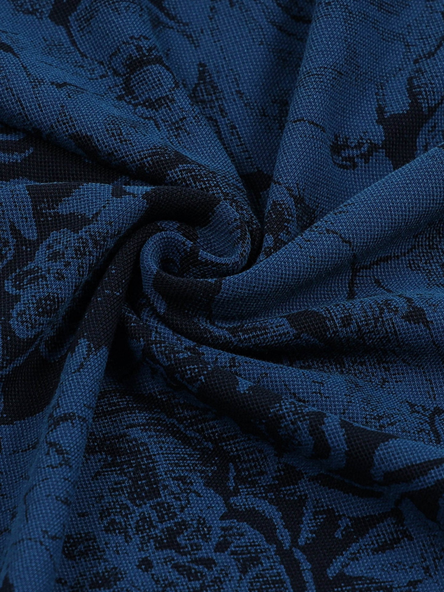 Supima Cotton Lycra with Engyne Special Tech Rotary Print and Contrast-Tipping Navy Polo - ENGYNE