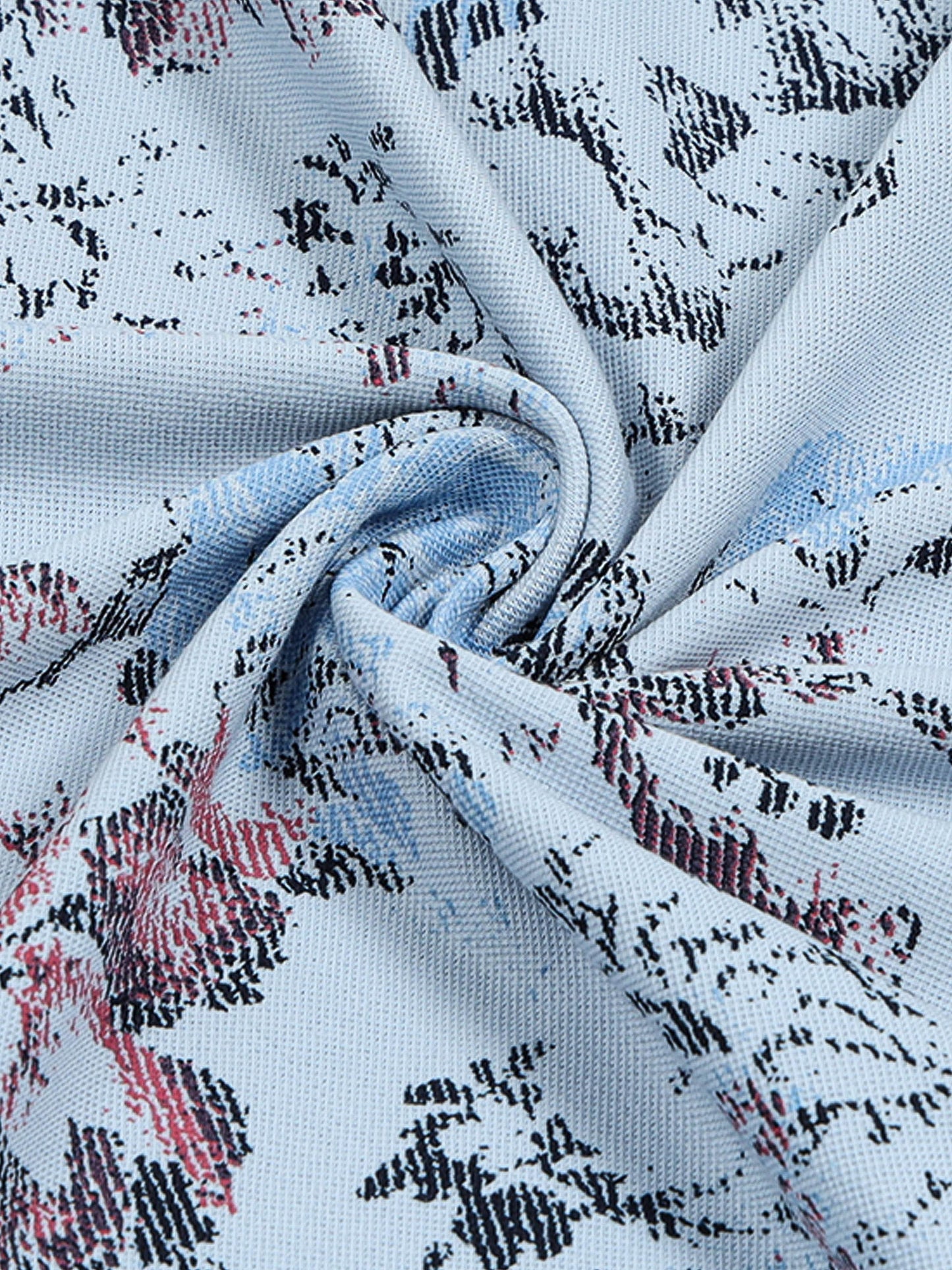Supima Cotton Lycra with Rotary All-Over Print and DTM Collar Light Blue Polo - ENGYNE