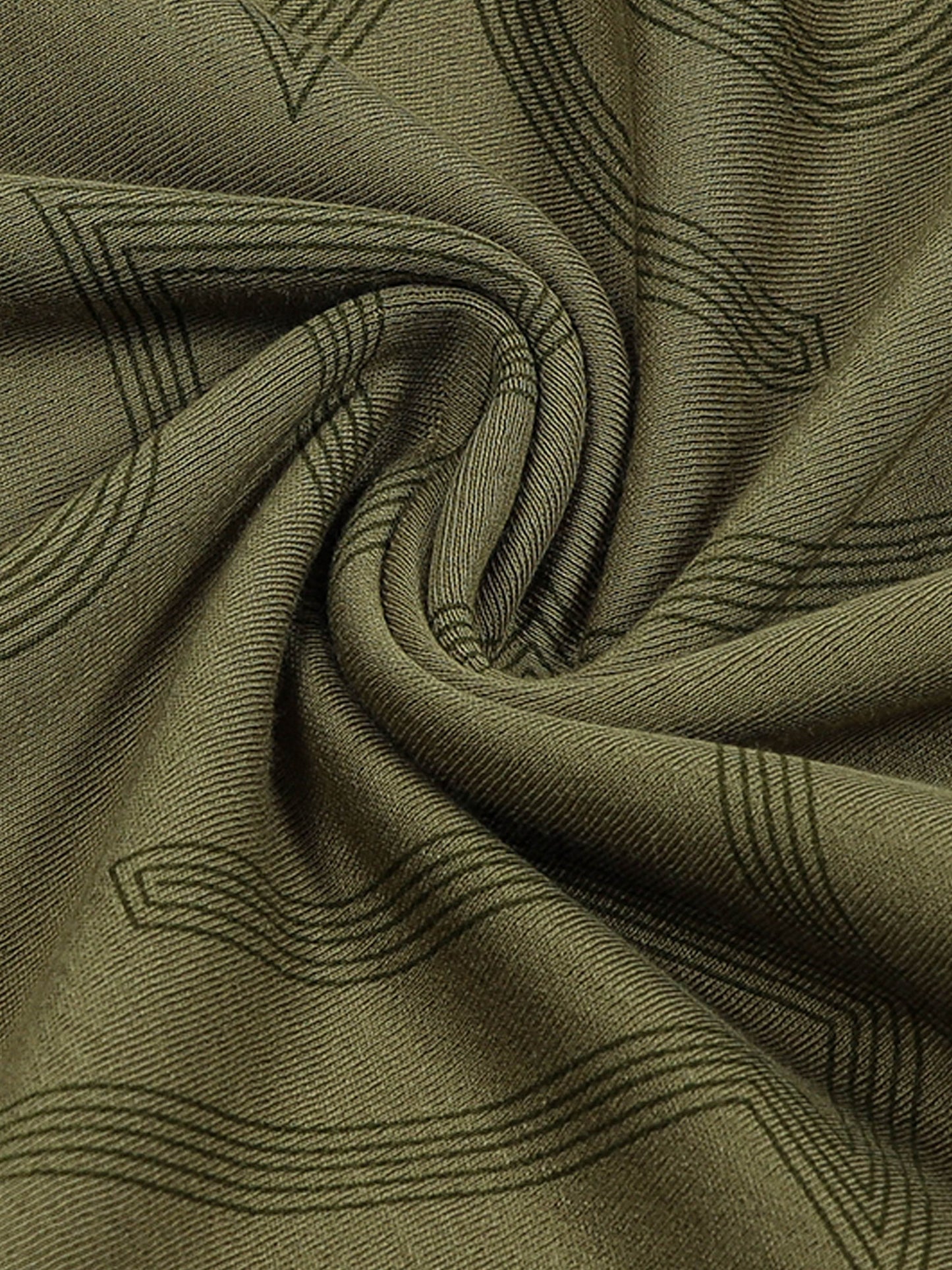 Oversized Supima Cotton Lycra Interlock with All-Over Rotary Print Light Olive T-shirt - ENGYNE