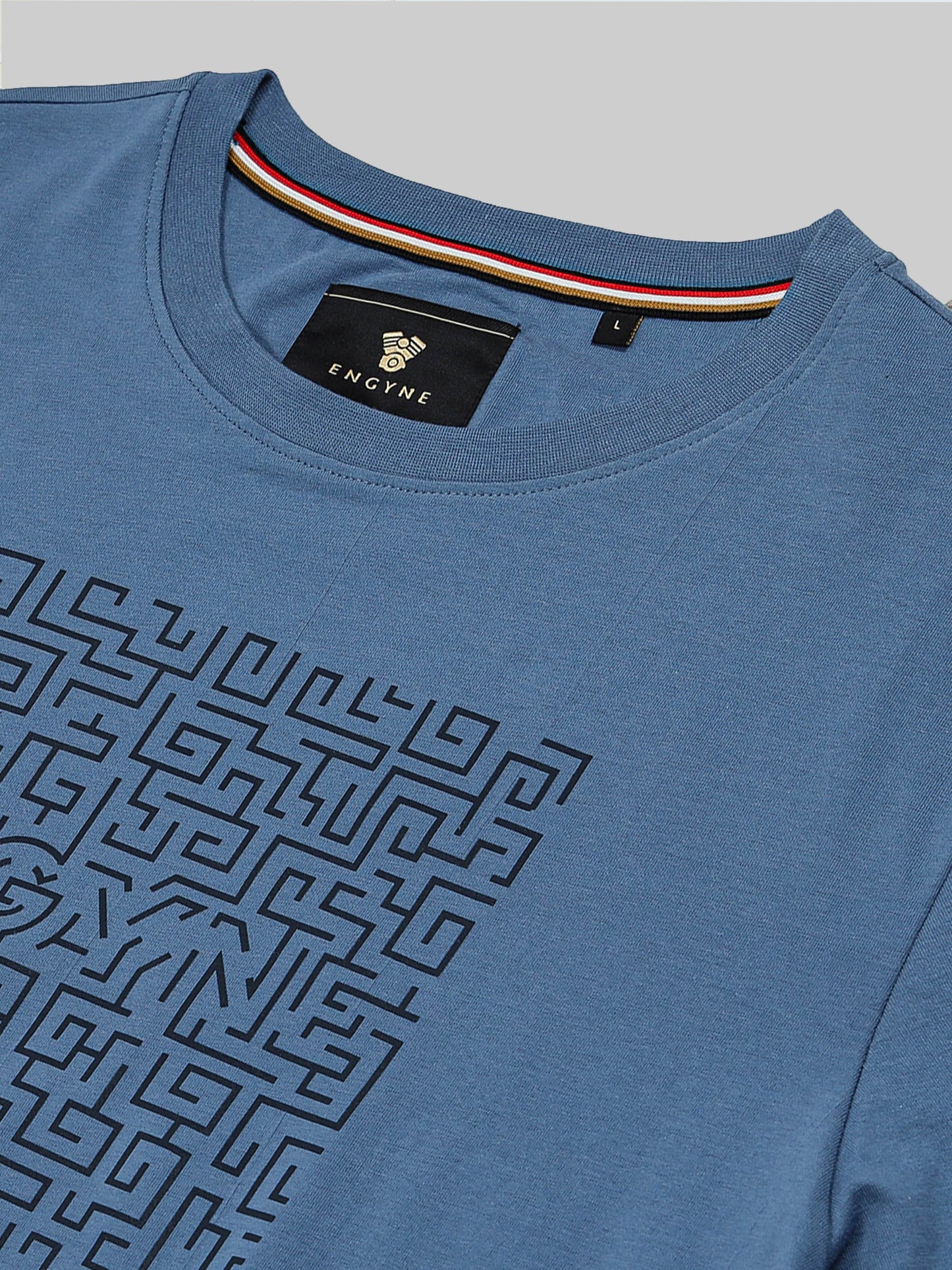 Minimal HD Chest Print Cotton Lycra Light Gasoline T-shirt - ENGYNE