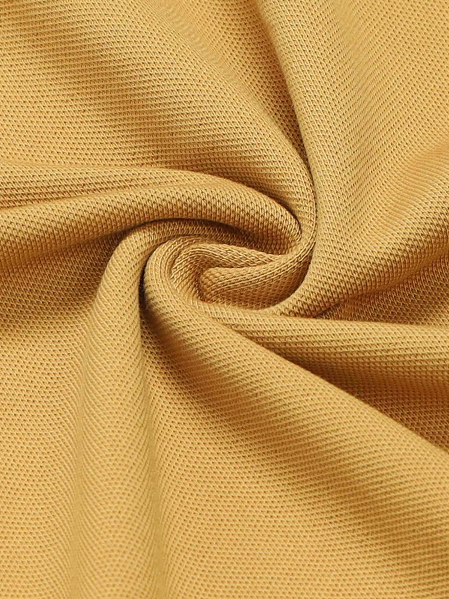 Regular Fit Polo in Supima Cotton Lycra Piqué with DTM Tipped Flat Knit Collar and Cuff, Zipper Placket, and HD Chest Branding Sticker - Mustard Gold - ENGYNE