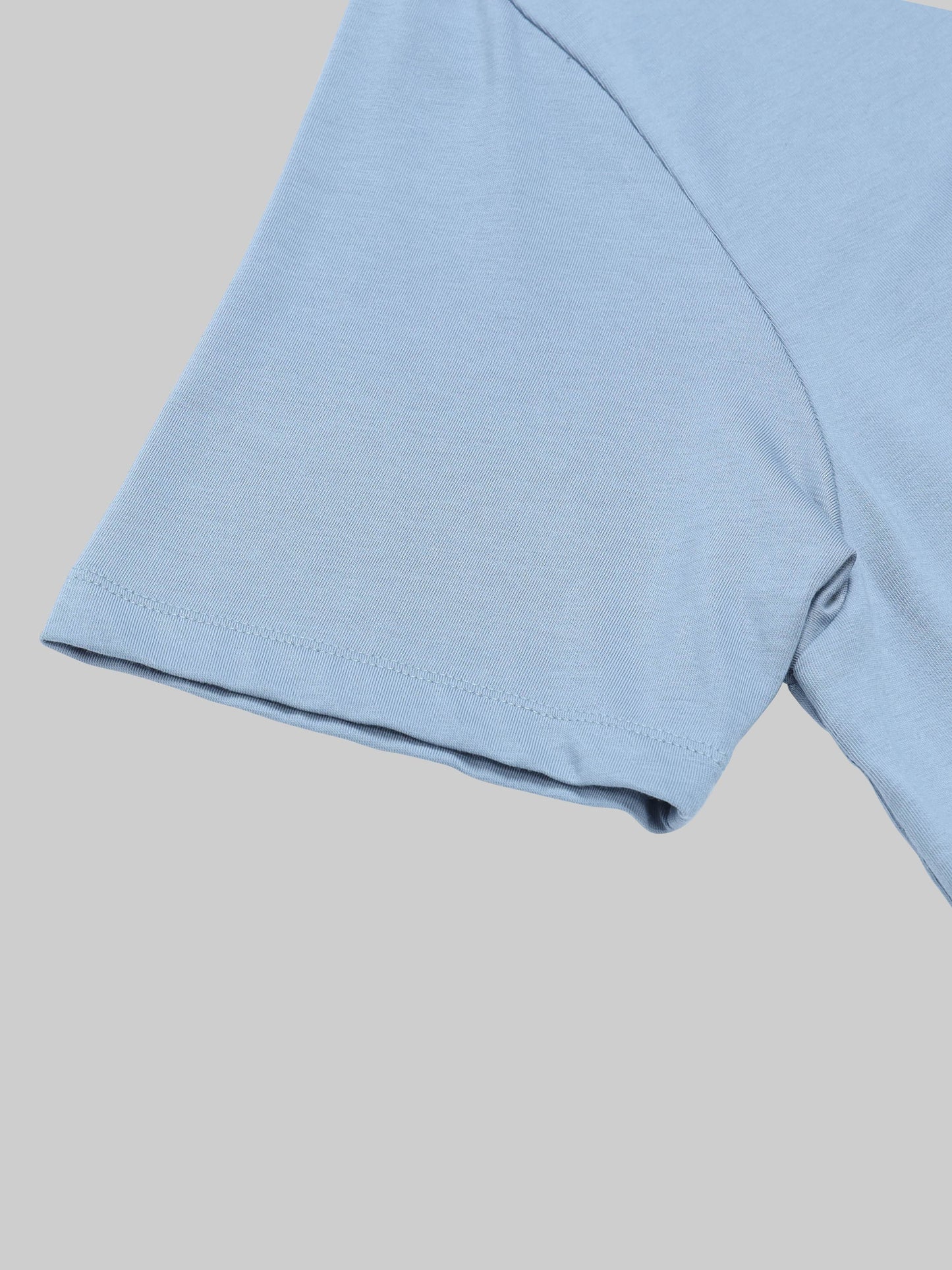 Regular Fit T-shirt in Supima Cotton Lycra with Non-PVC Print and Chest Embroidery Featuring Branded Artwork Play - Dusty Blue - ENGYNE