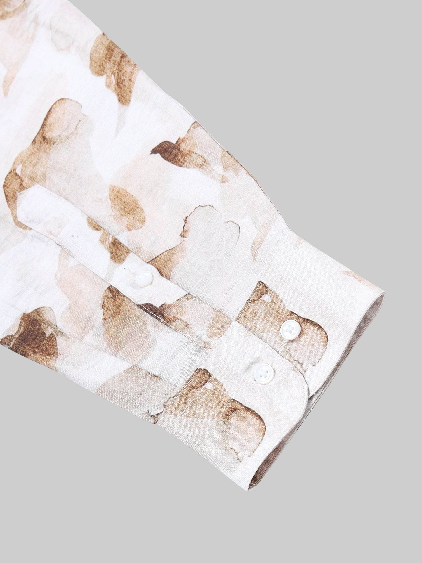 Ink Drift Floral Full Sleeve Shirt - Beige - ENGYNE