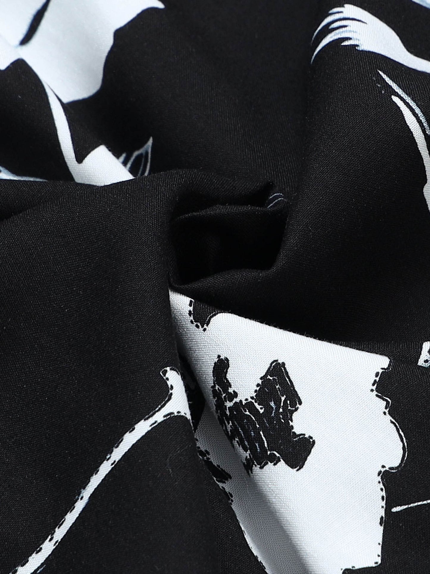 Lunar Bloom Floral Short Sleeve Shirt - Black - ENGYNE