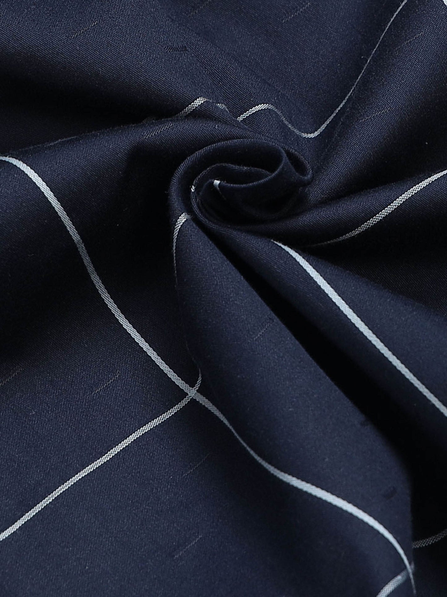 Gridline Check Full Sleeve Shirt - Navy - ENGYNE