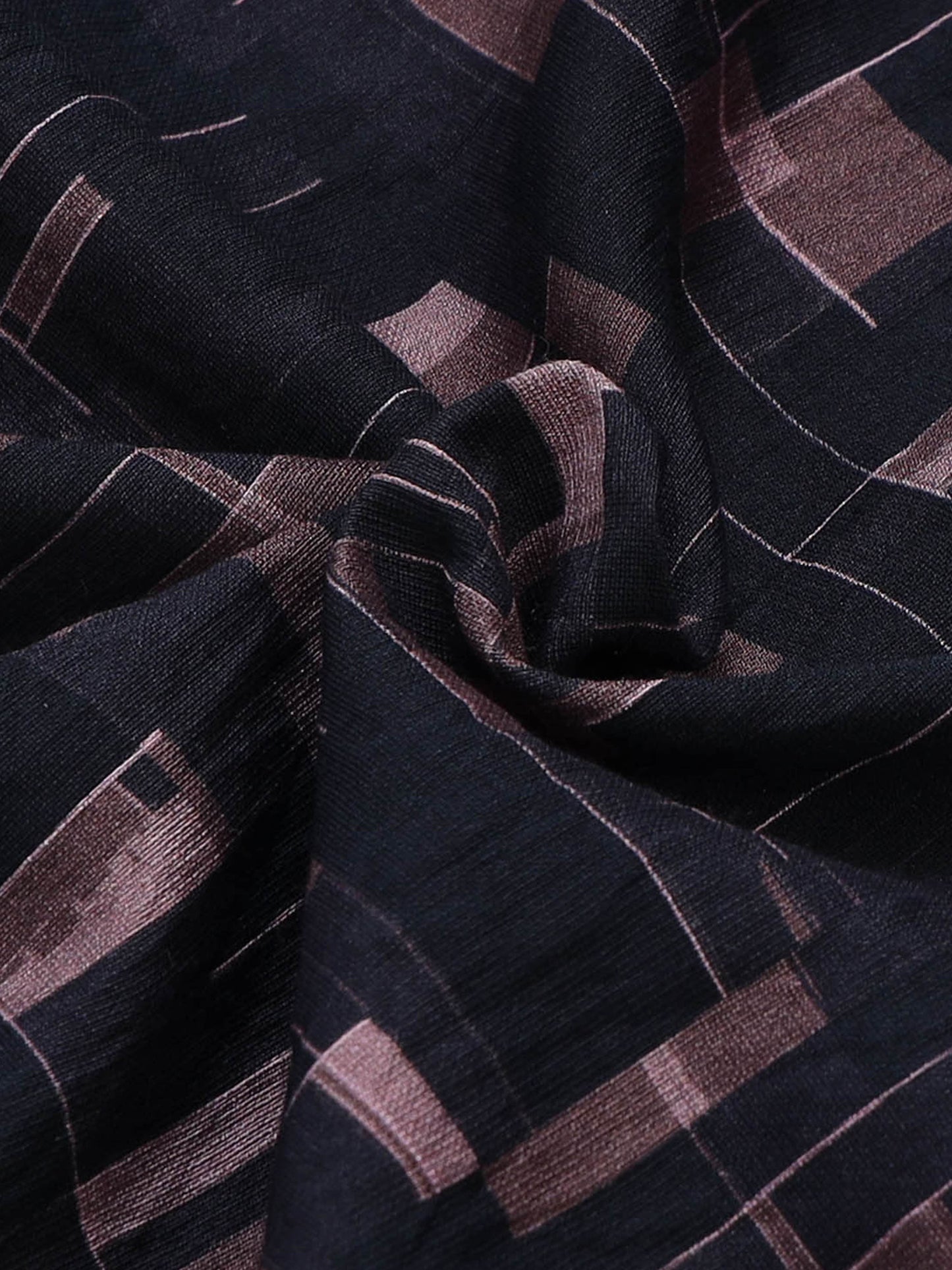 Metro Grid Geometric Full Sleeve Shirt - Black - ENGYNE