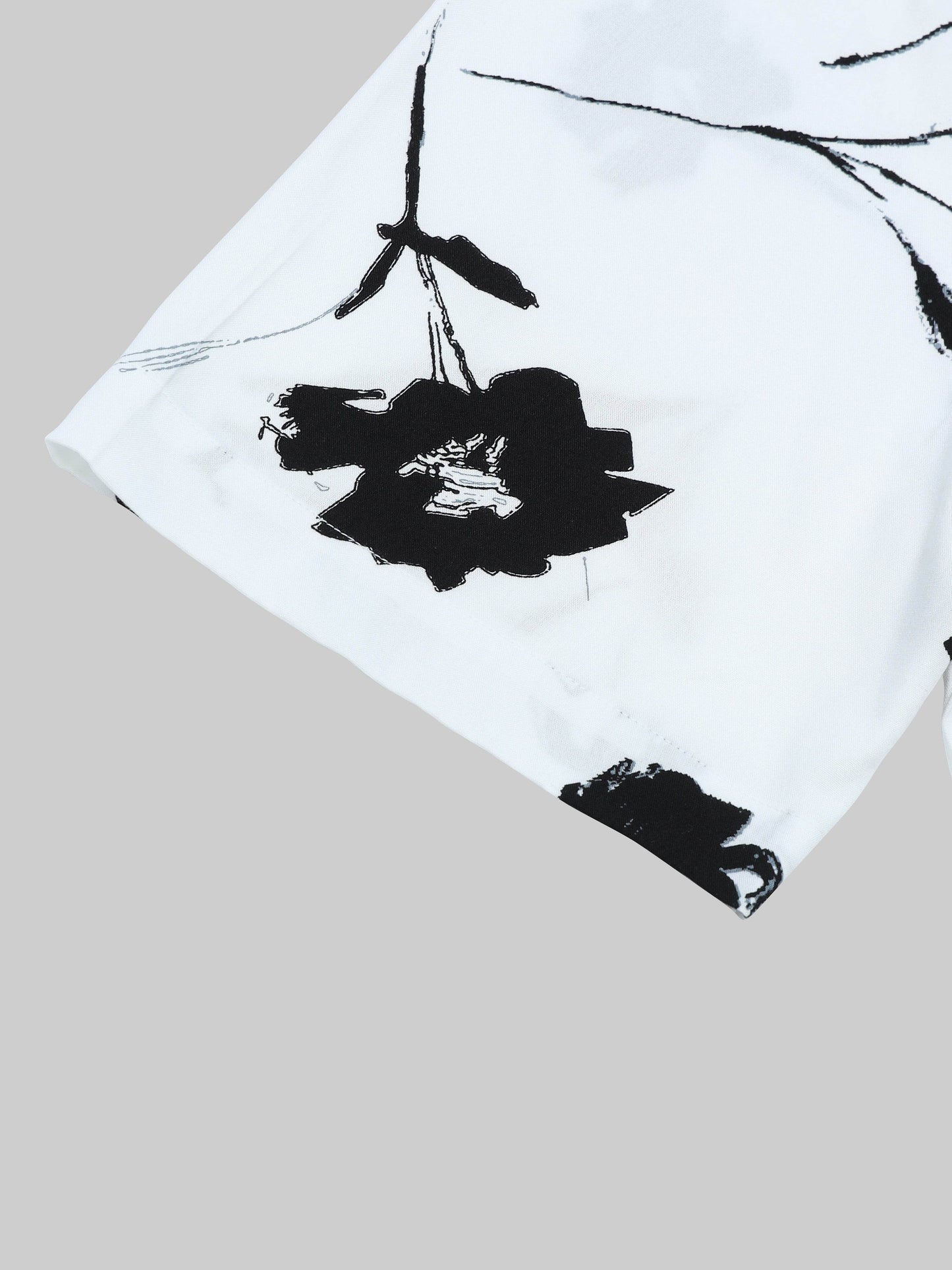 Shadow Bloom Floral Short Sleeve Shirt - White - ENGYNE