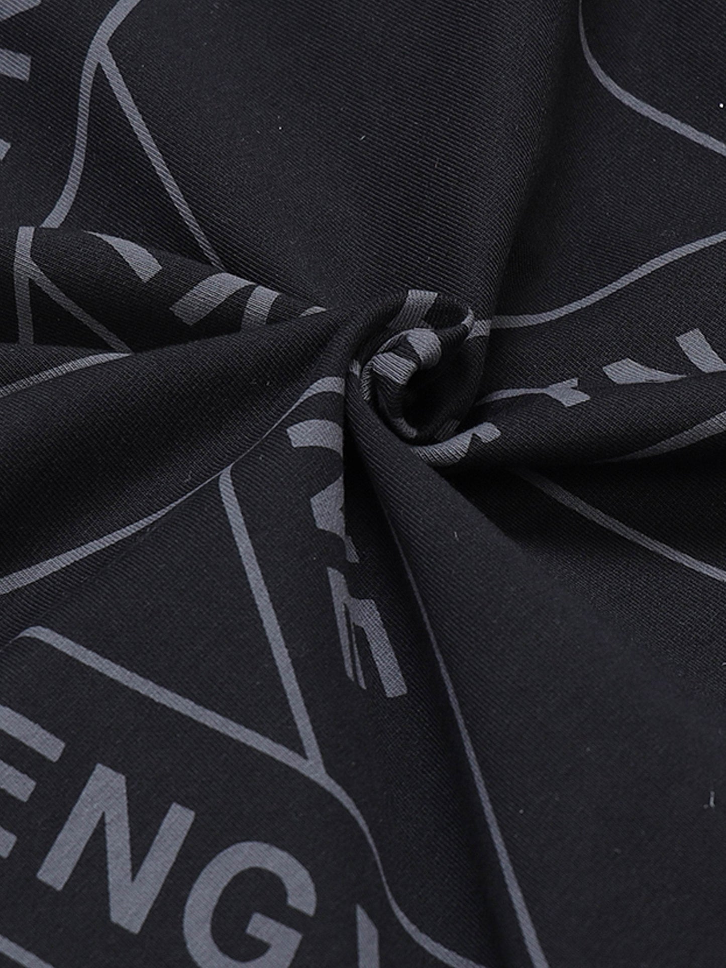 Regular Fit Hoodie in Cotton Poly Lycra Rougen Loop Knit with All Over ENGYNE Rotary Discharge Print - Black - ENGYNE