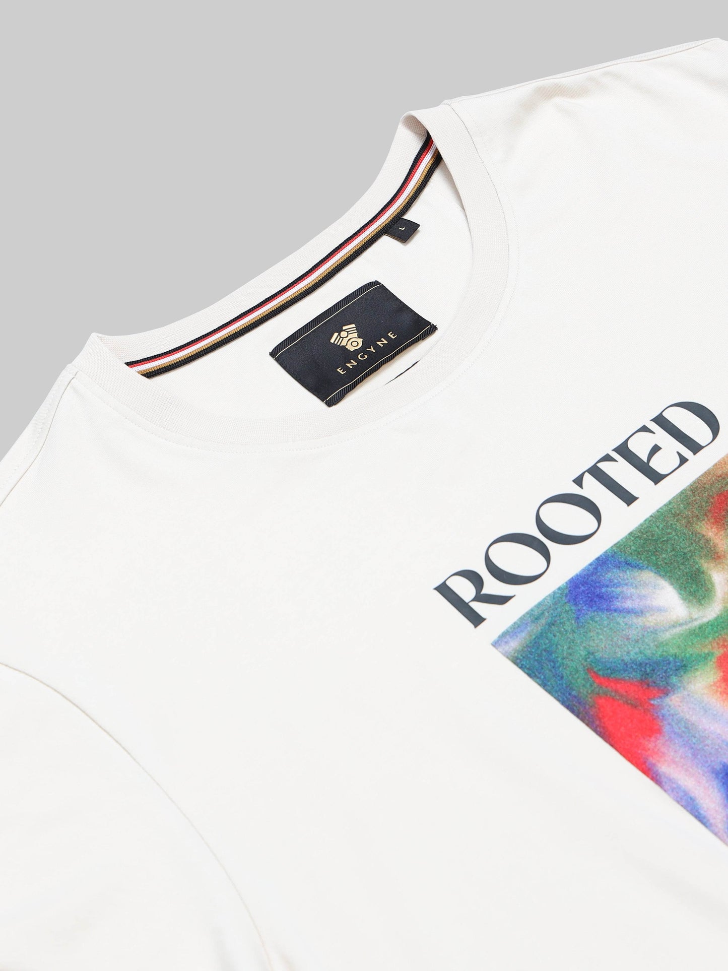 Regular-fit Full-Sleeve T-shirt in Supima Cotton Lycra with Digital Flock and DTF Print Detailing - Beige - ENGYNE