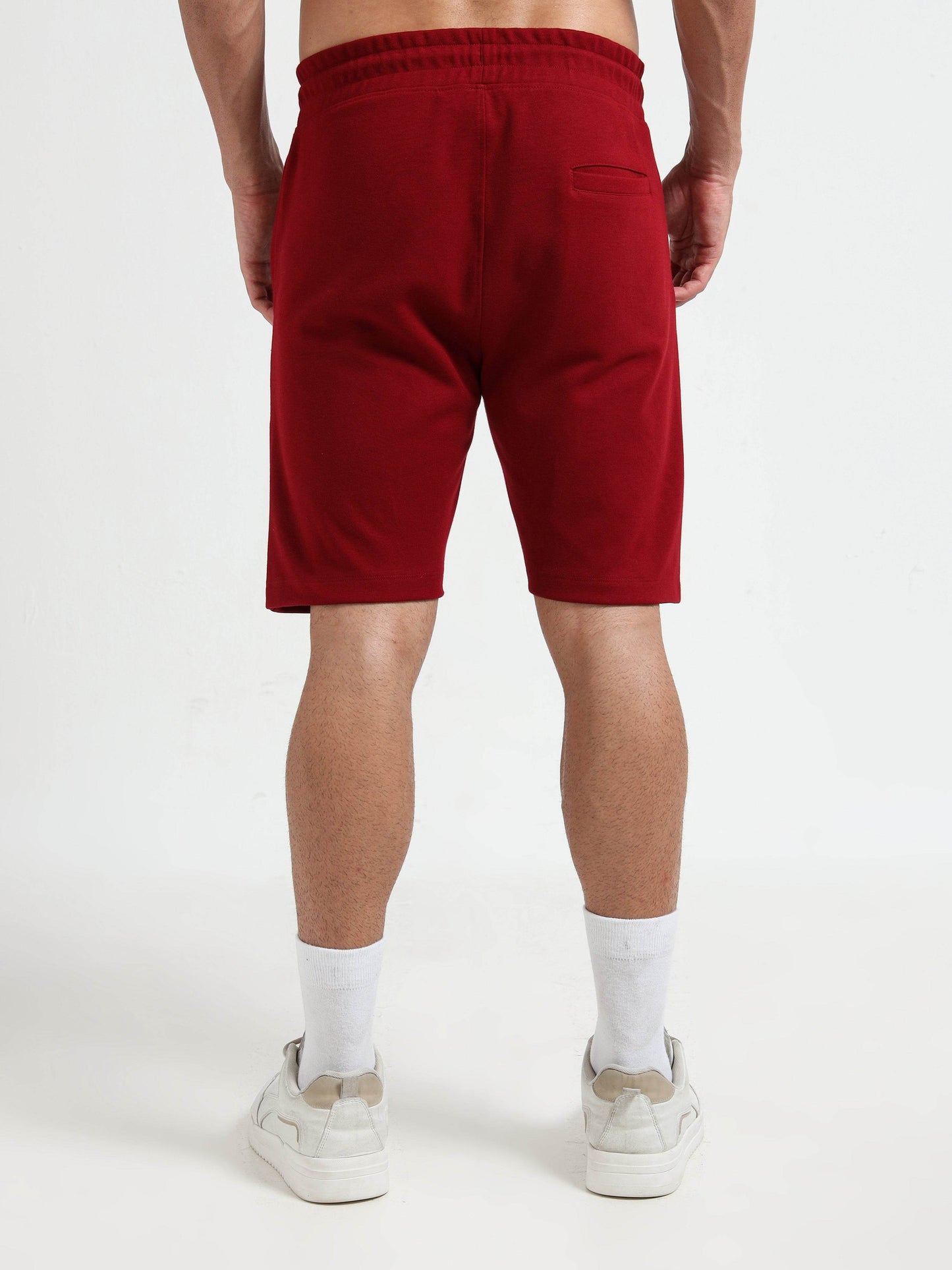 Engyne Flock Stripe Shorts – Flag Waving Detail Dark Red - ENGYNE