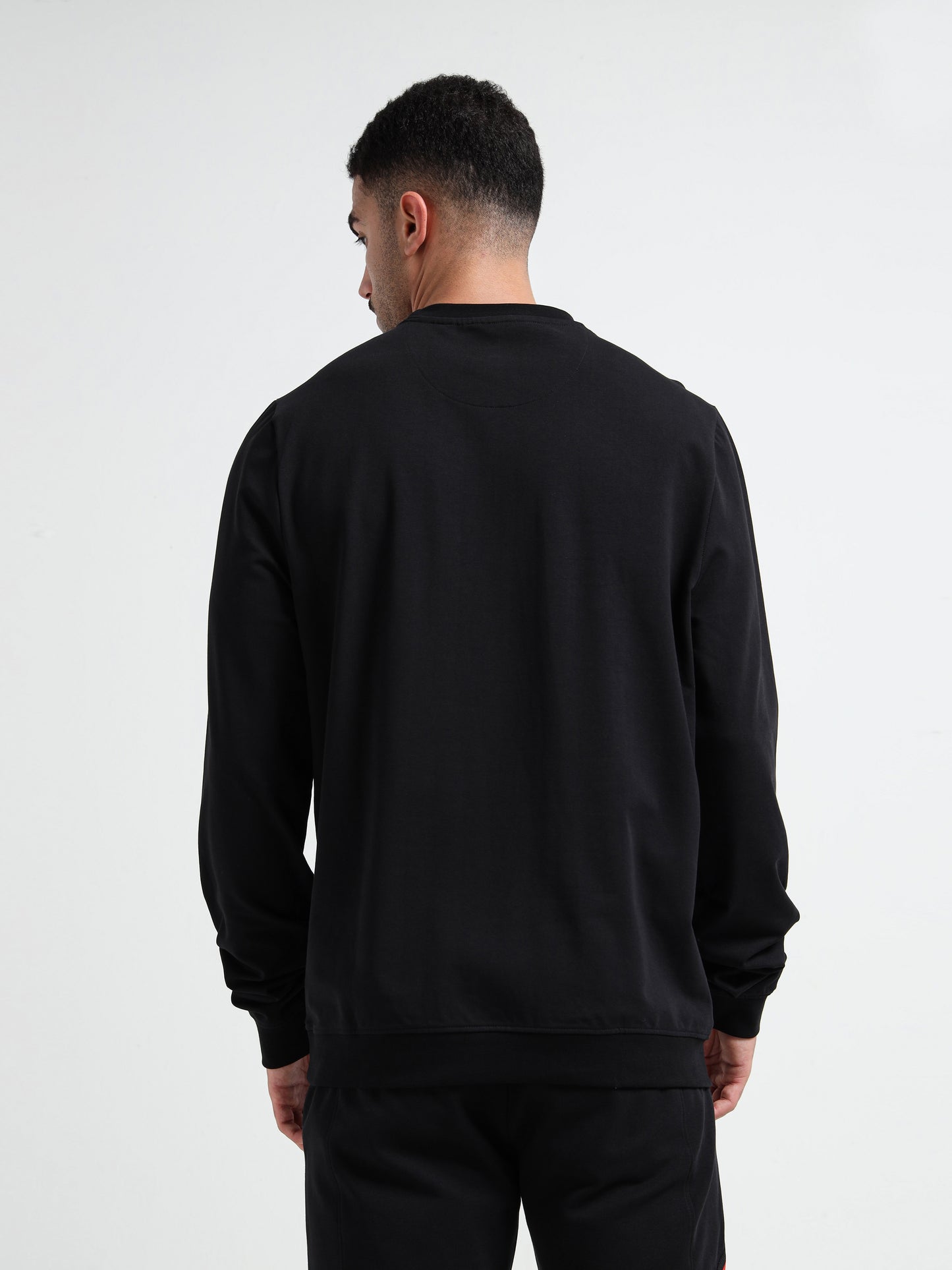 Logo Emblem Rougen Lycra Loop Knit Black Sweatshirt