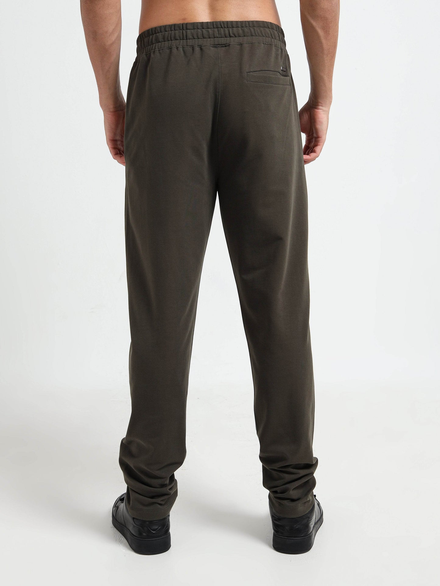 Regular-Fit Rougen Cotton Elastane Loop Knit Trackpant with Center Pin Tuck element - ENGYNE