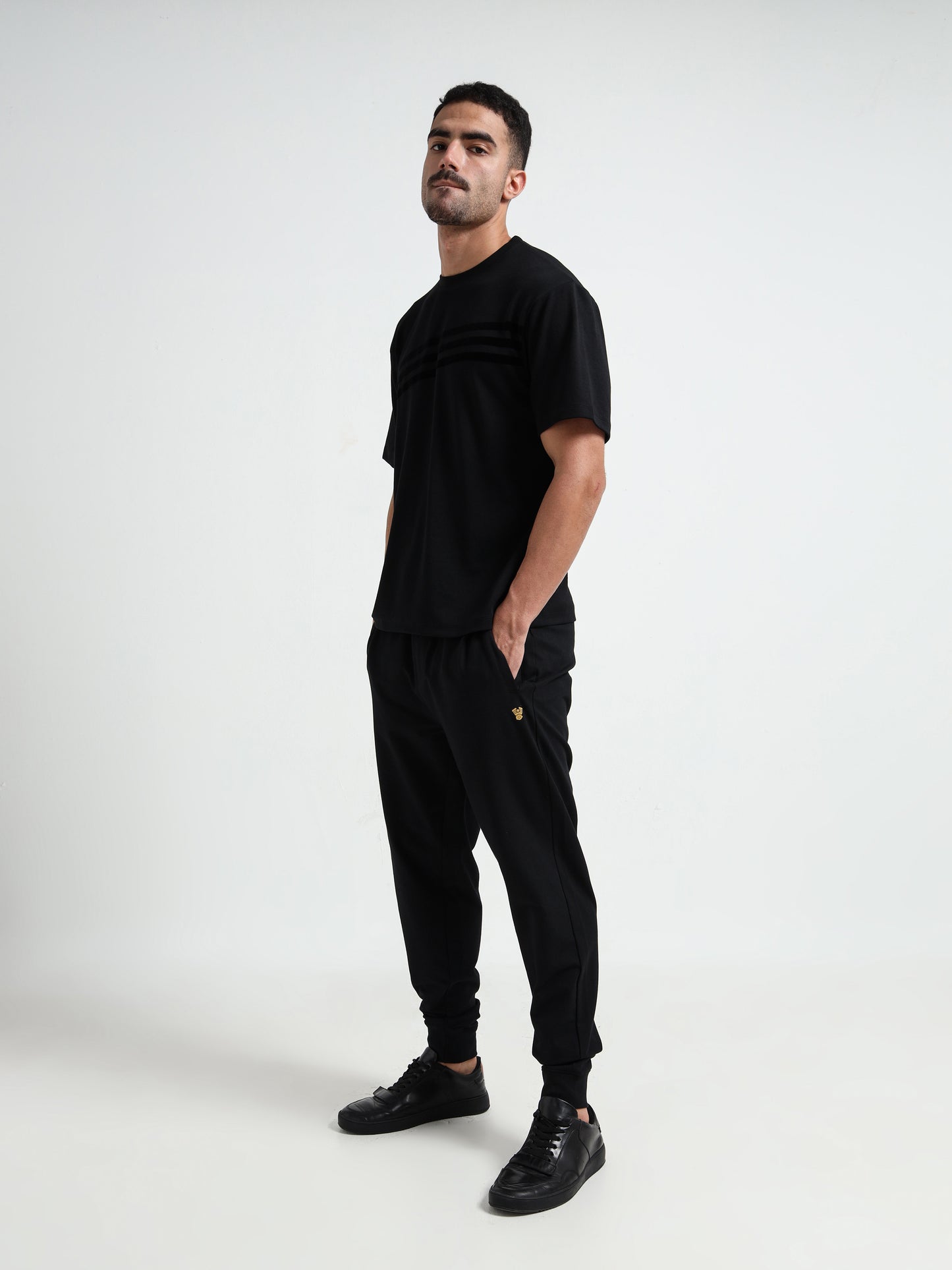 Flock Stripe Black Printed Oversized T Shirt for Men