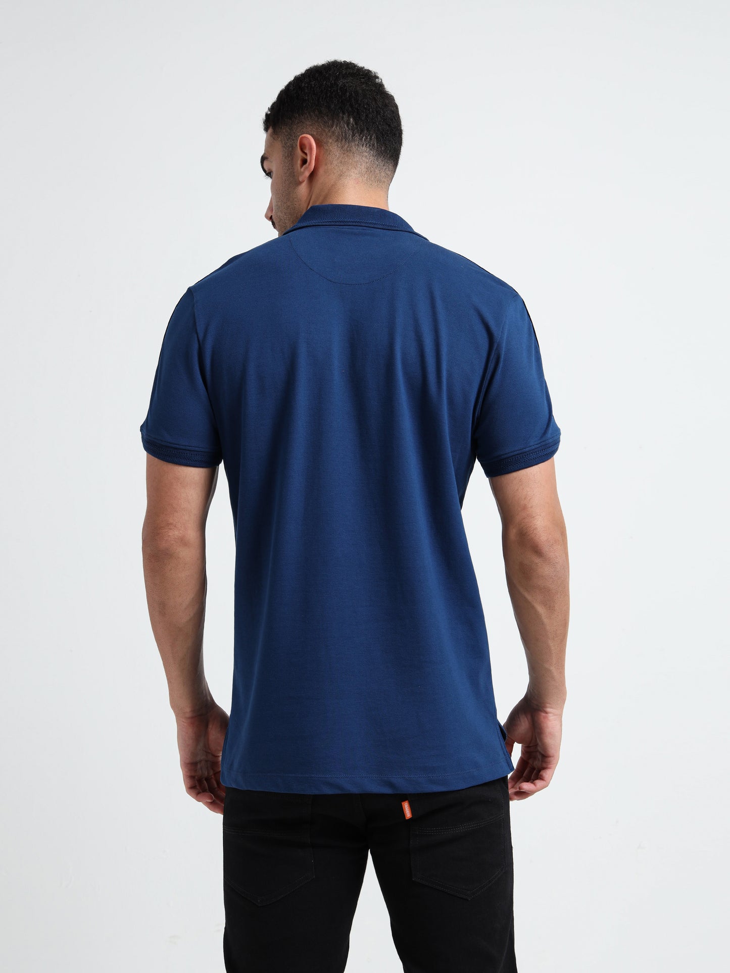 Tonal Collar Finish Teal Blue Polo T Shirt for Men