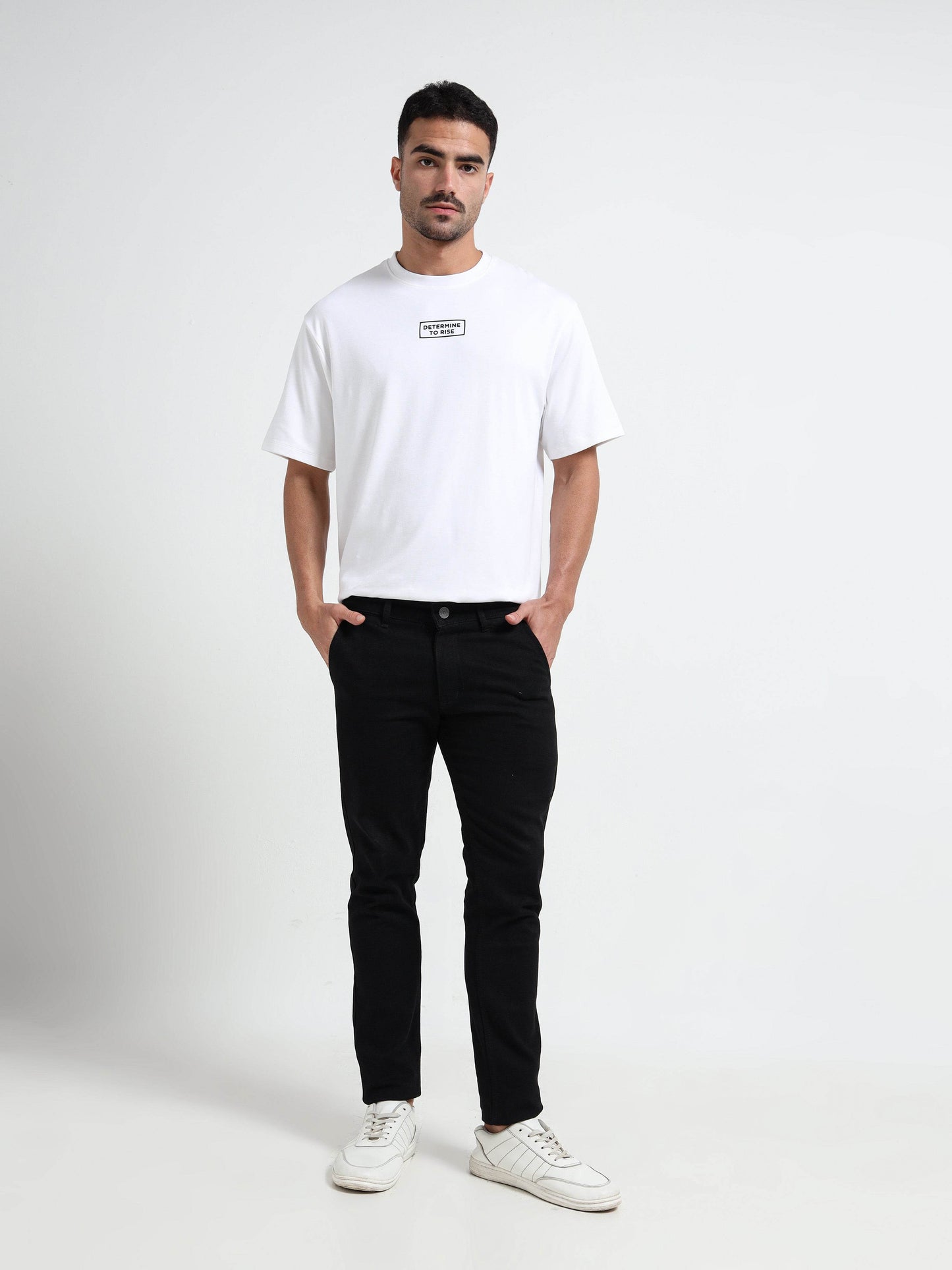 Oversize Determised to Rise Engyne T-Shirt in Supima Cotton Lycra HD print at Front and Pigment Print at Back White - ENGYNE