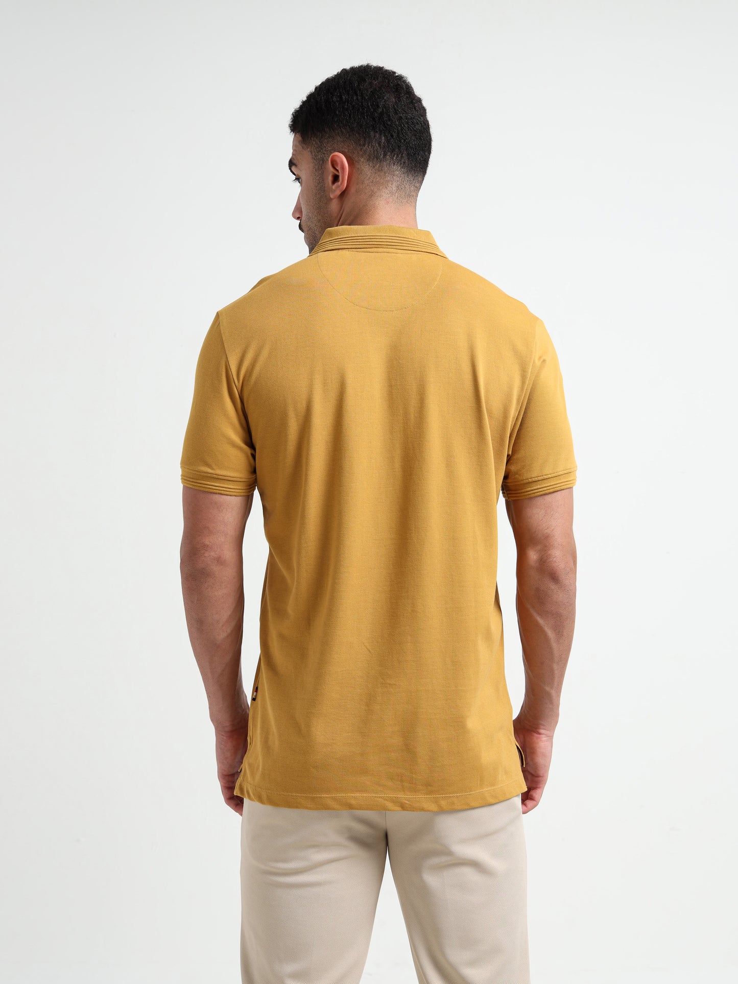 Signature Flag Pique Cut & Sew Mustard Polo Shirt