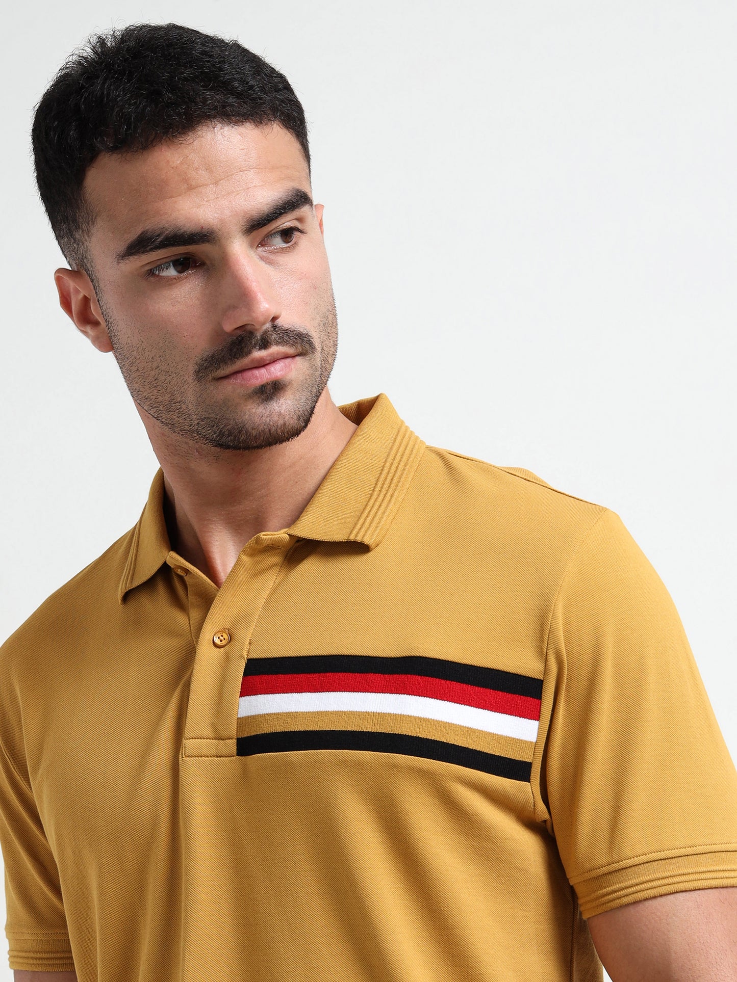 Signature Flag Pique Cut & Sew Mustard Polo Shirt