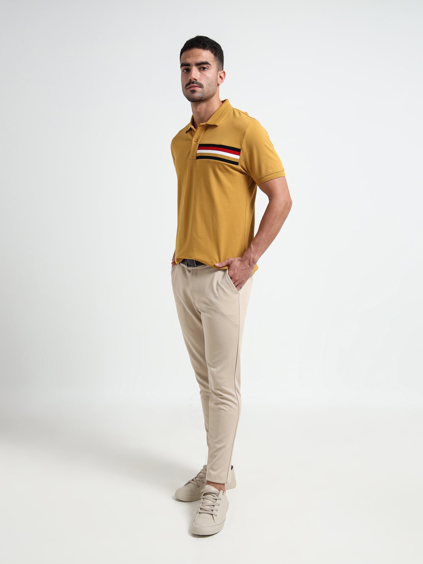 Signature Flag Pique Cut & Sew Mustard Polo Shirt