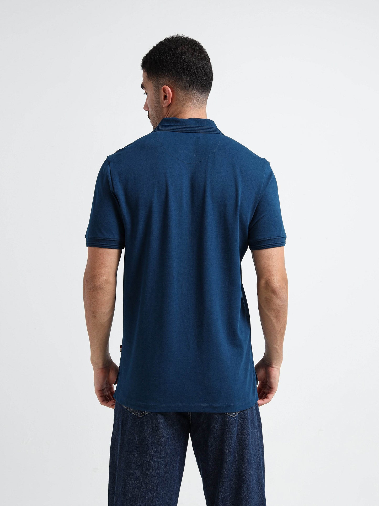 Engyne Signature Flag Cut & Sew Polo with Speed Breaker Detailing in Supima Cotton Lycra Pique Teal - ENGYNE